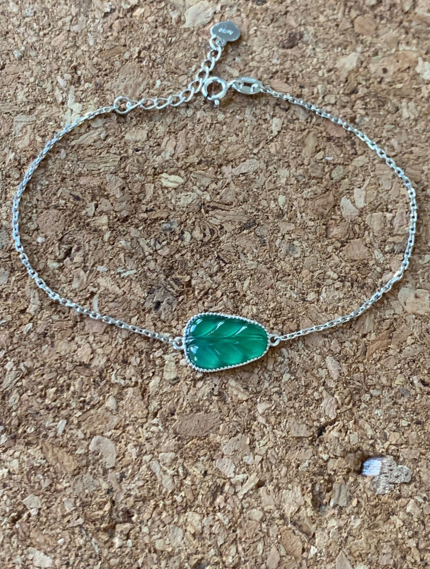 Certified Natural Guatemalan Premium Dark Green Jadeite Carved Leaf Bracelet 18K White Gold Adjustable 6-6.75” 天然冰危绿翡翠叶子镶嵌手链