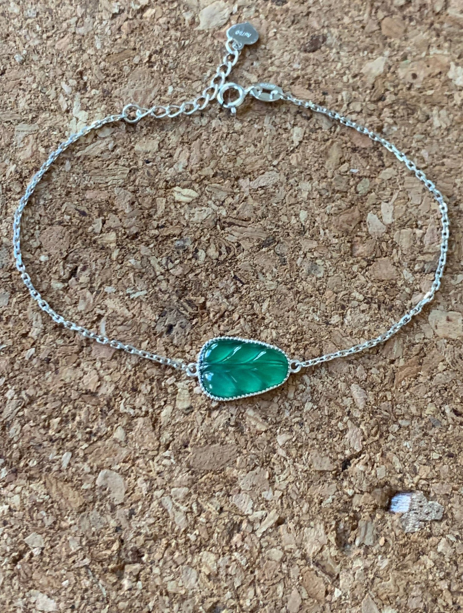 Certified Natural Guatemalan Premium Dark Green Jadeite Carved Leaf Bracelet 18K White Gold Adjustable 6-6.75” 天然冰危绿翡翠叶子镶嵌手链