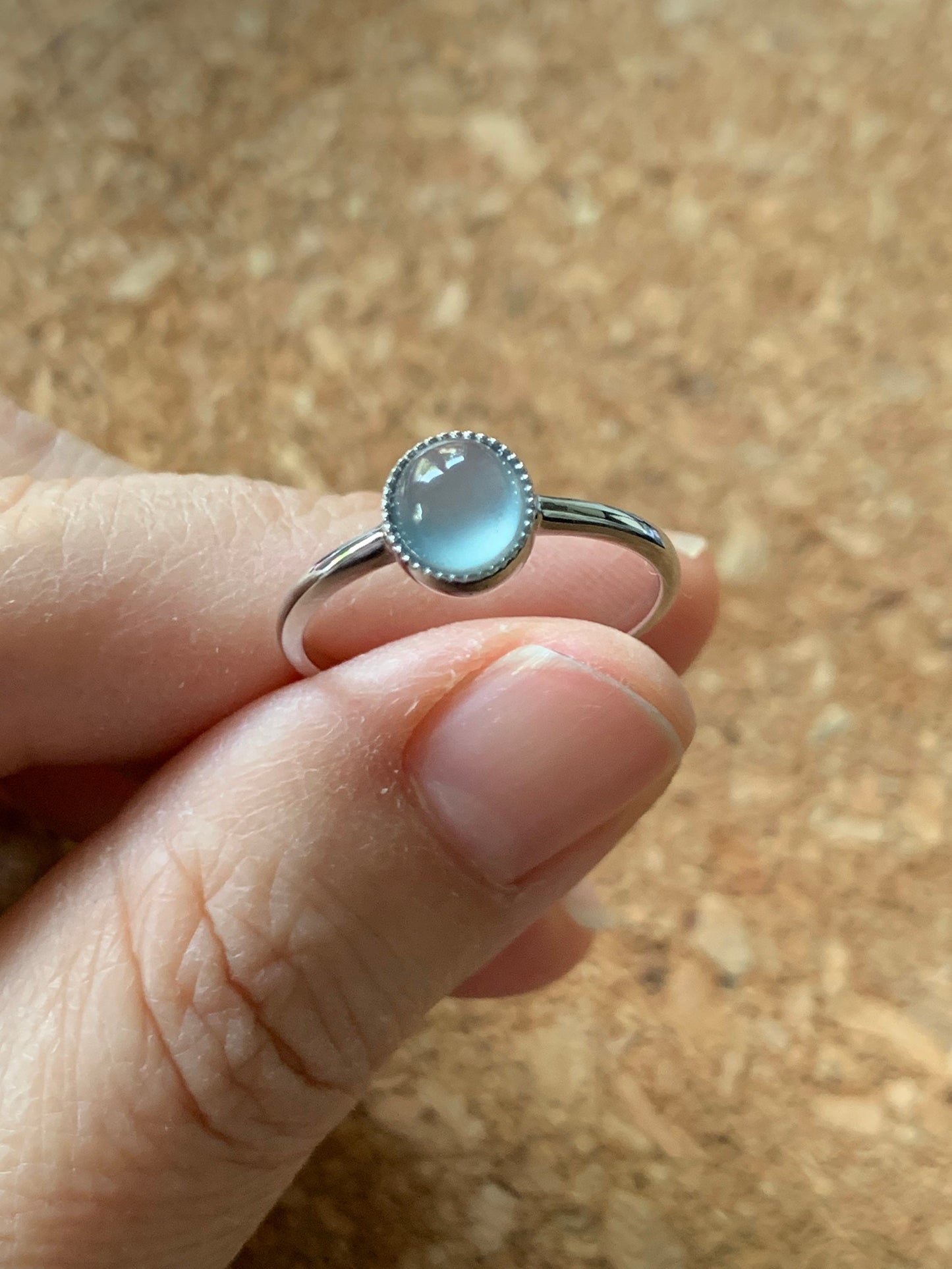 Certified Natural Guatemalan Premium Highly Translucent Icy Blue Jadeite Solitaire Ring 18K White Gold Size 7 天然冰危蓝水起光翡翠镶嵌戒指 1073