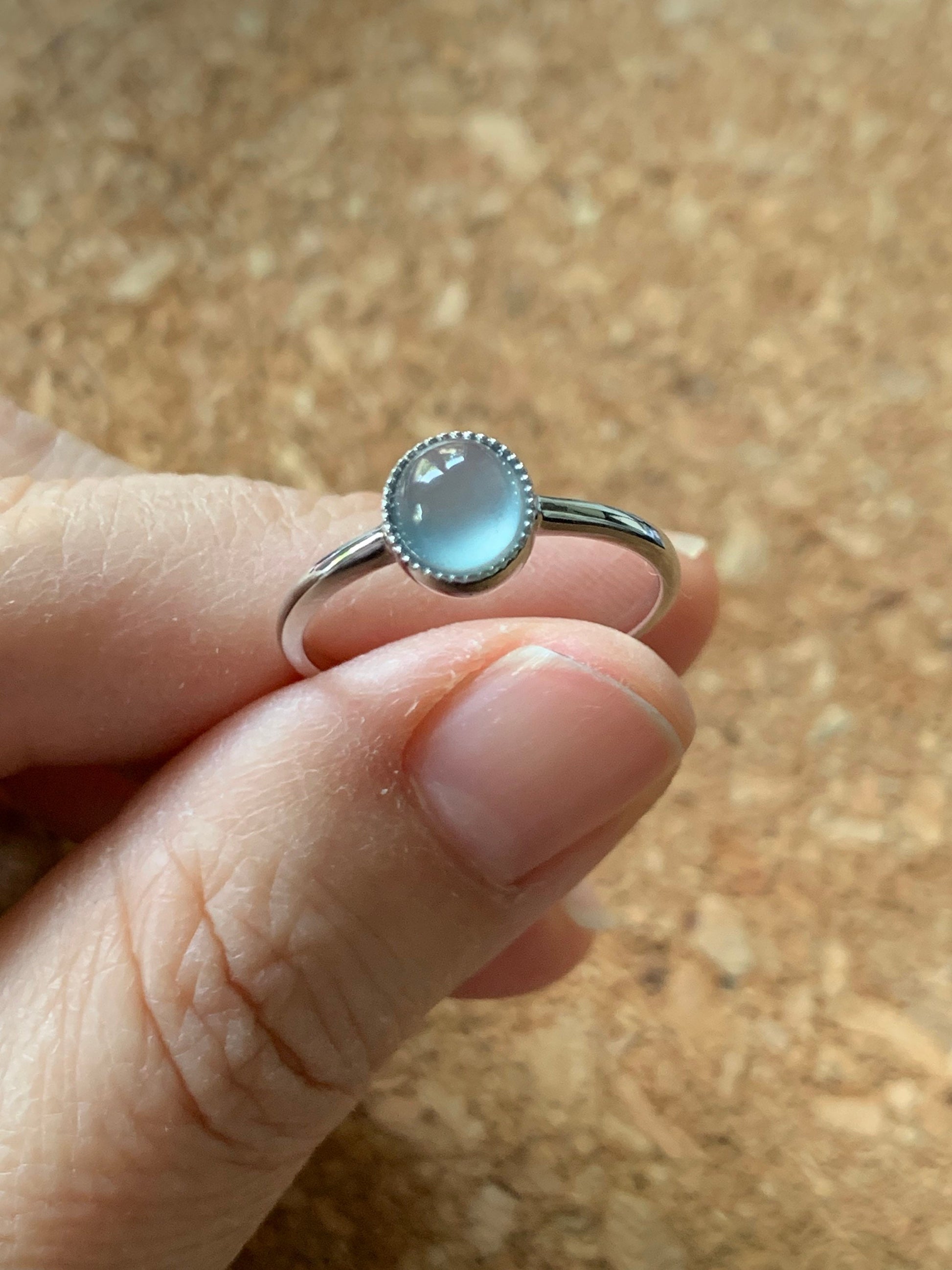 Certified Natural Guatemalan Premium Highly Translucent Icy Blue Jadeite Solitaire Ring 18K White Gold Size 7 天然冰危蓝水起光翡翠镶嵌戒指 1073