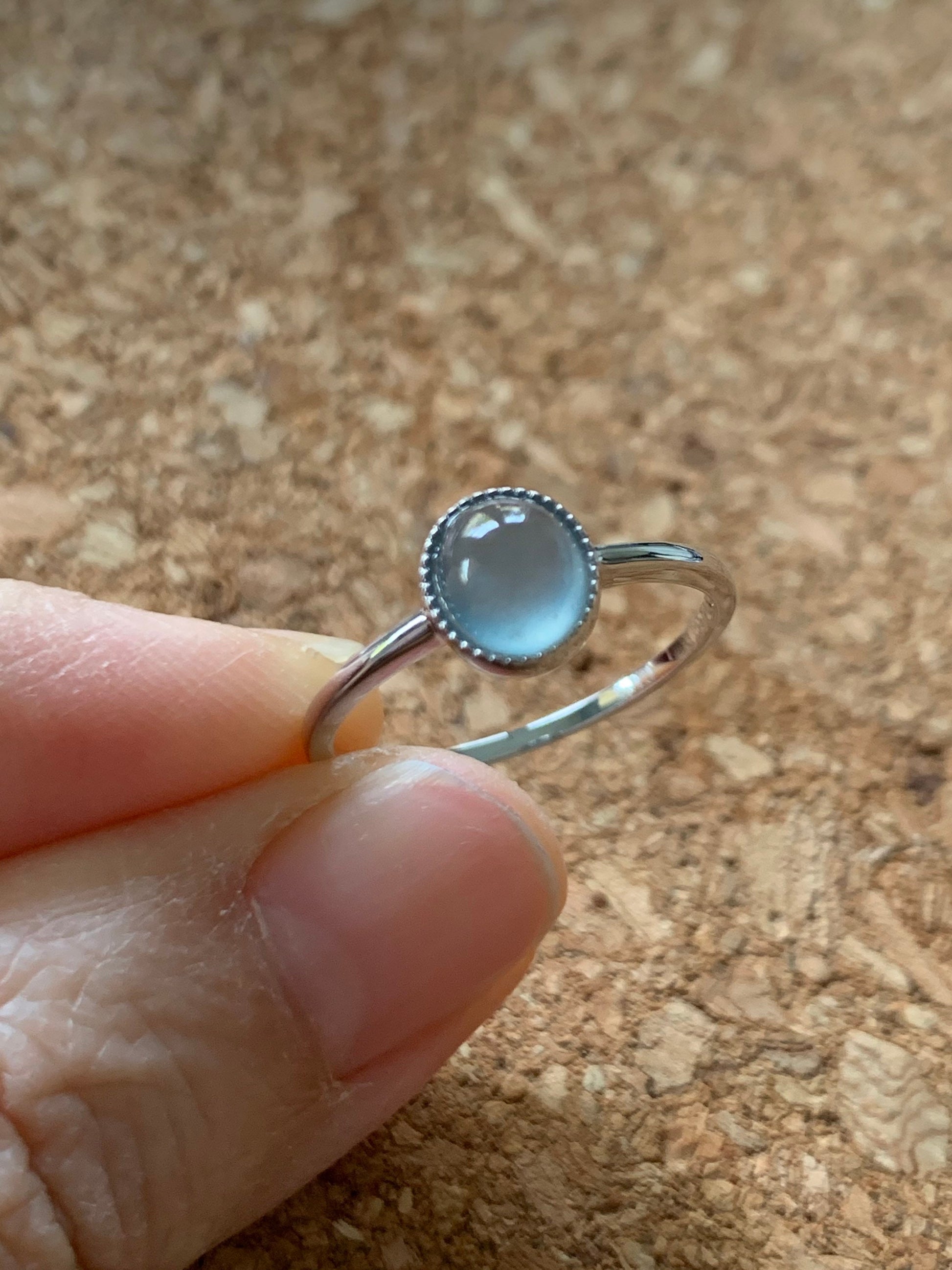 Certified Natural Guatemalan Premium Highly Translucent Icy Blue Jadeite Solitaire Ring 18K White Gold Size 7 天然冰危蓝水起光翡翠镶嵌戒指 1073