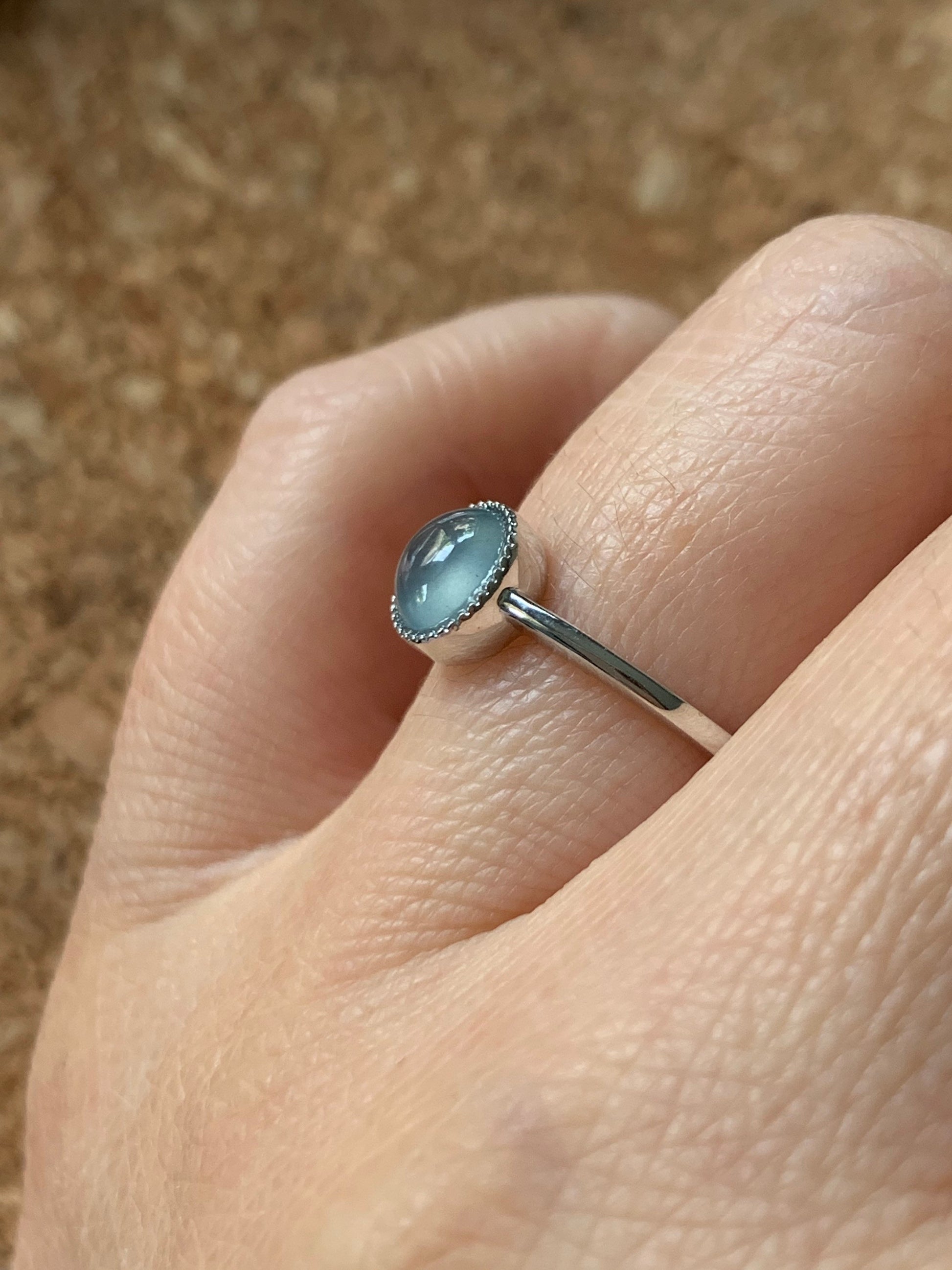 Certified Natural Guatemalan Premium Highly Translucent Icy Blue Jadeite Solitaire Ring 18K White Gold Size 7 天然冰危蓝水起光翡翠镶嵌戒指 1071