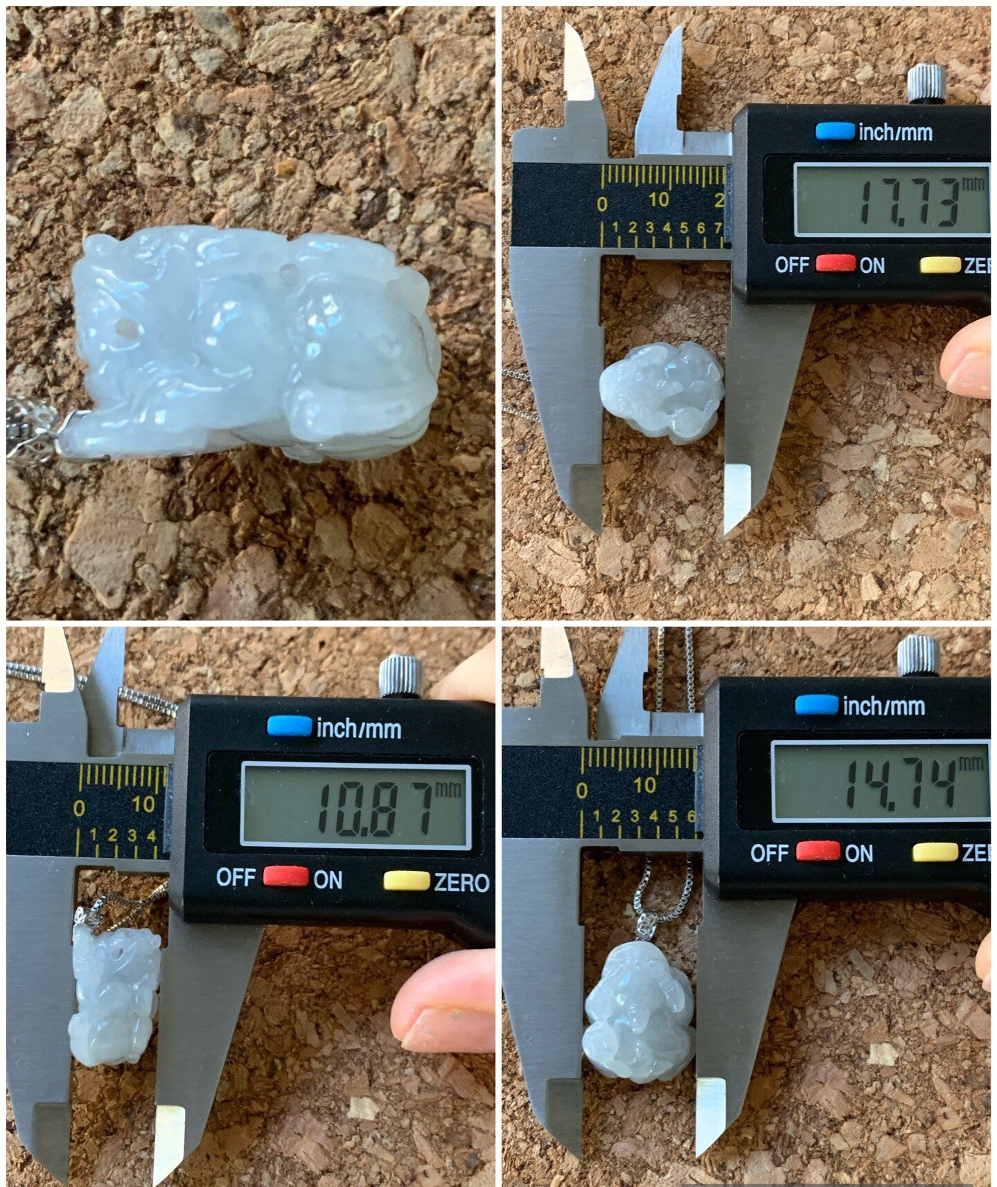 Natural Burmese Icy Translucent & Gelatinous Light Dusty Blue Jadeite Male Pixiu Pendant w/ 18K White Gold Bail 天然缅甸冰胶淡蓝底翡翠带吧貔貅吊坠
