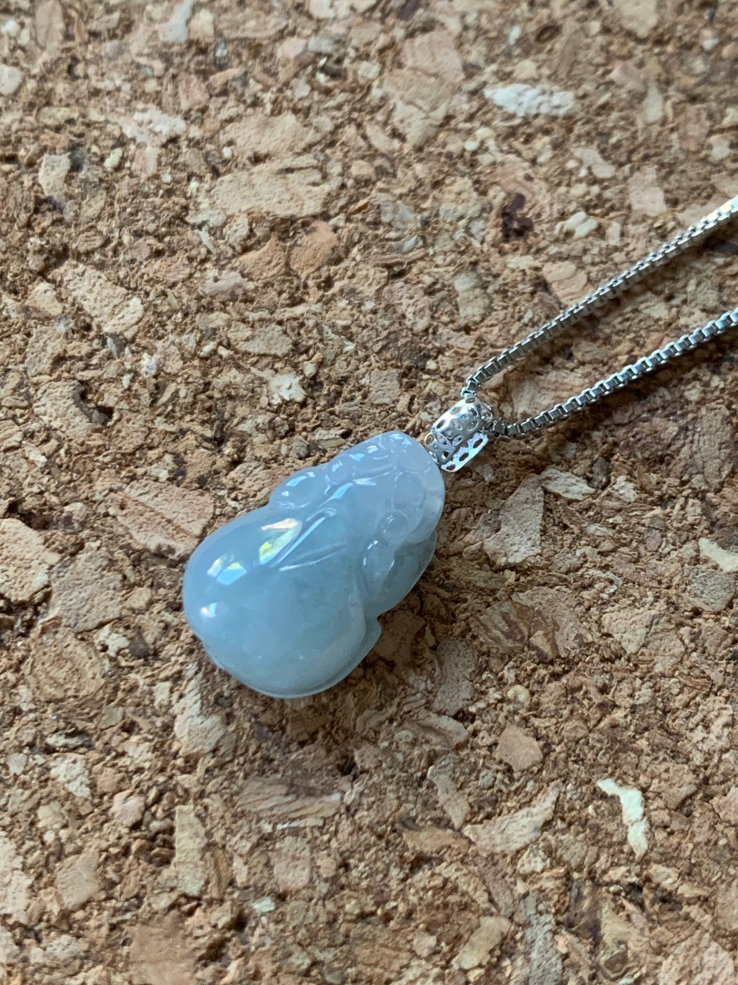 Natural Burmese Icy Translucent & Gelatinous Sky Blue Jadeite Pixiu Pendant 18K White Gold Bail 天然缅甸冰天空蓝翡翠貔貅吊坠