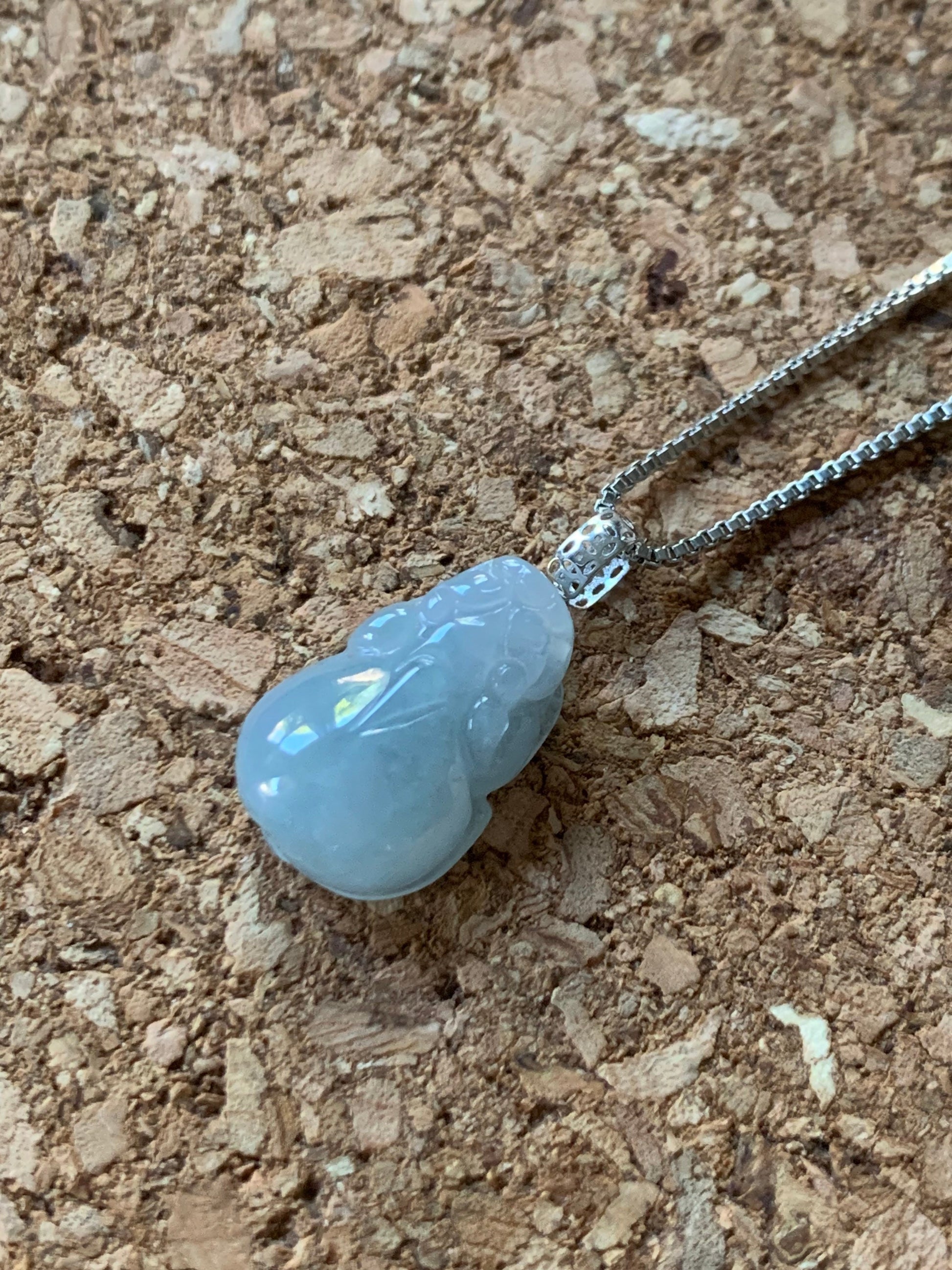 Natural Burmese Icy Translucent & Gelatinous Sky Blue Jadeite Pixiu Pendant 18K White Gold Bail 天然缅甸冰天空蓝翡翠貔貅吊坠