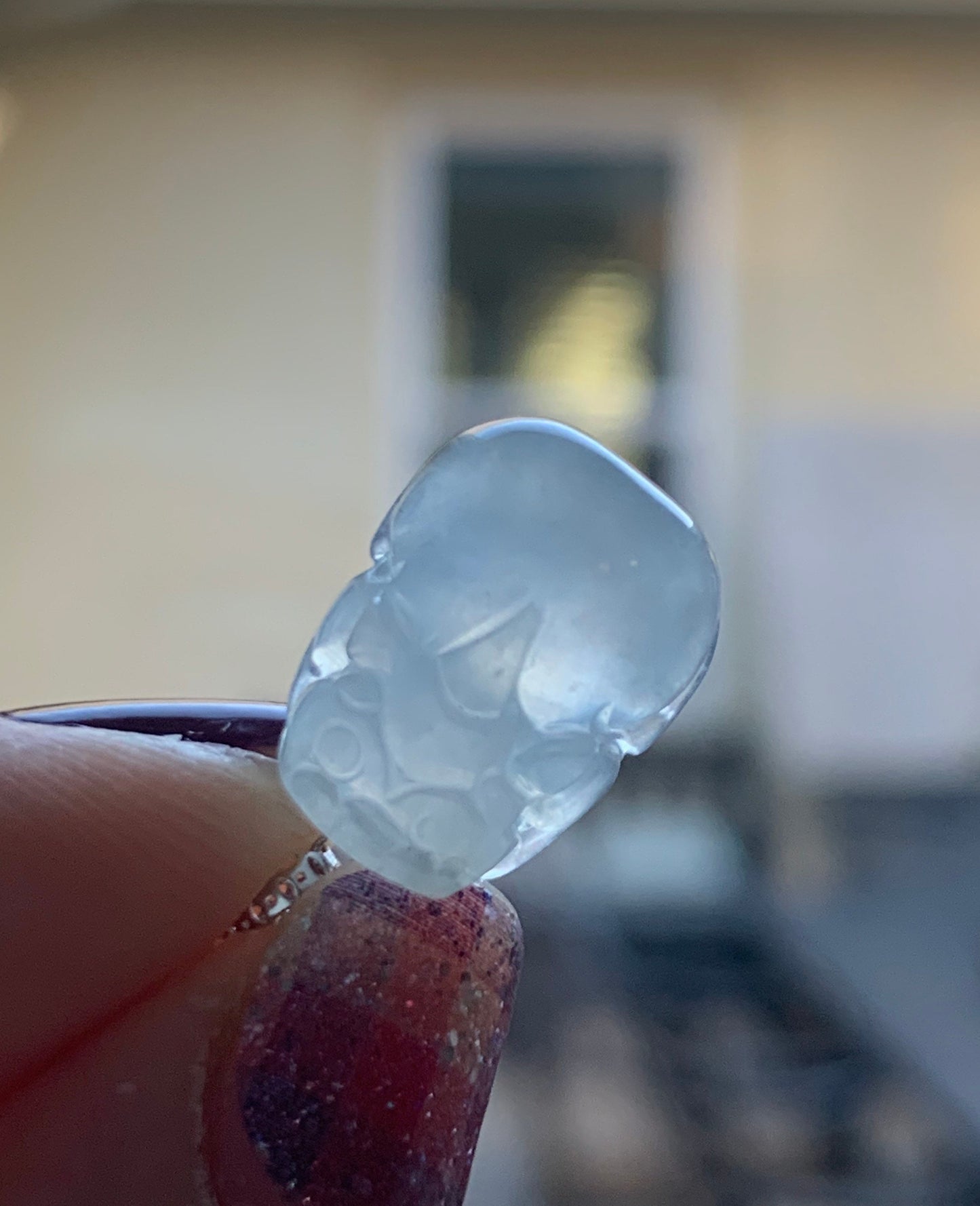 Natural Burmese Premium Icy Highly Translucent & Gelatinous White Jadeite Pixiu Pendant 18K White Gold Bail 天然缅甸起冰起光白冰翡翠貔貅吊坠