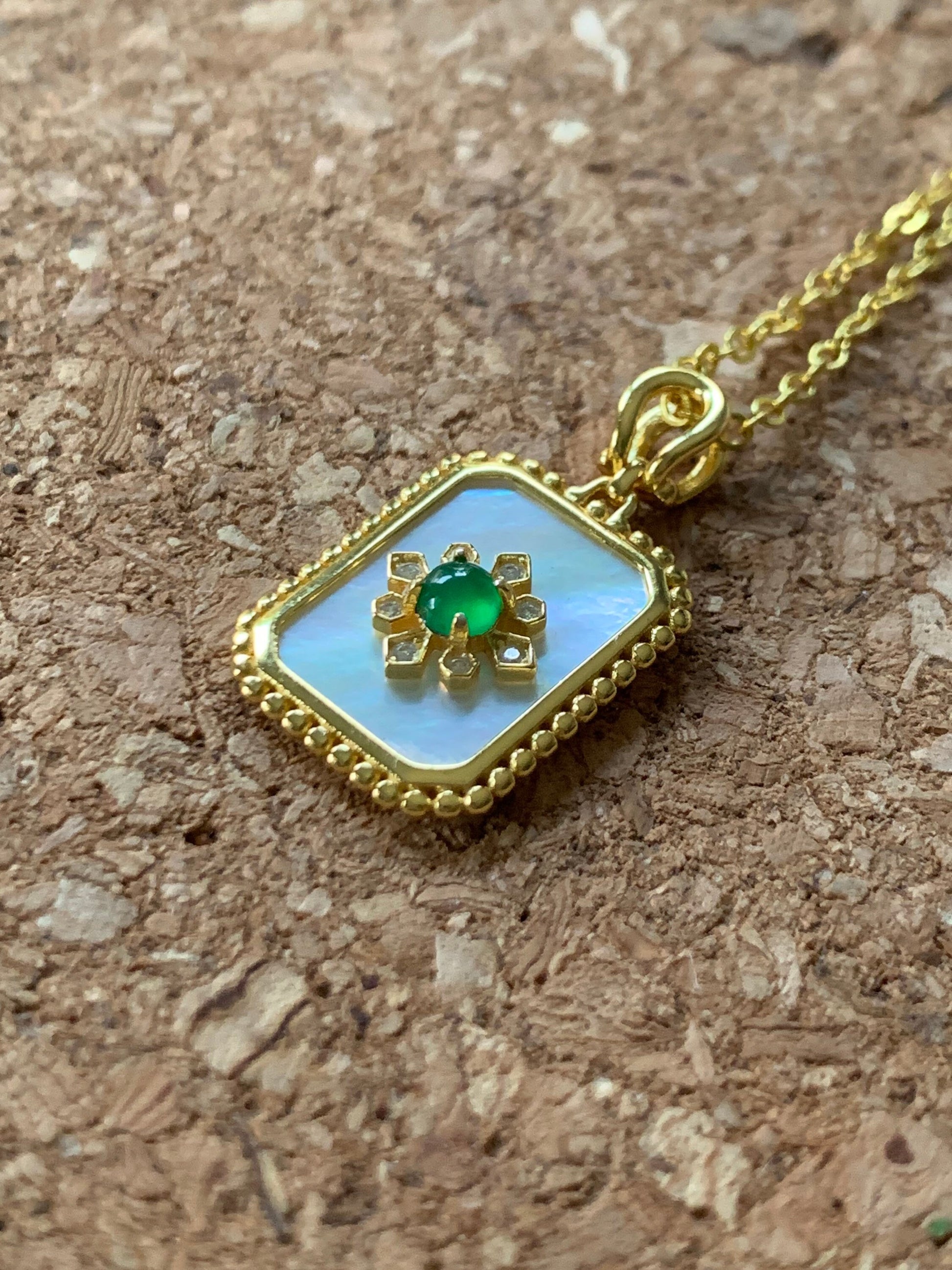 Natural Guatemalan Premium Vibrant Green Jadeite Mother of Pearl Pendant S925 Silver w/ Chain 17” 天然冰危绿翡翠贝母银镶吊坠