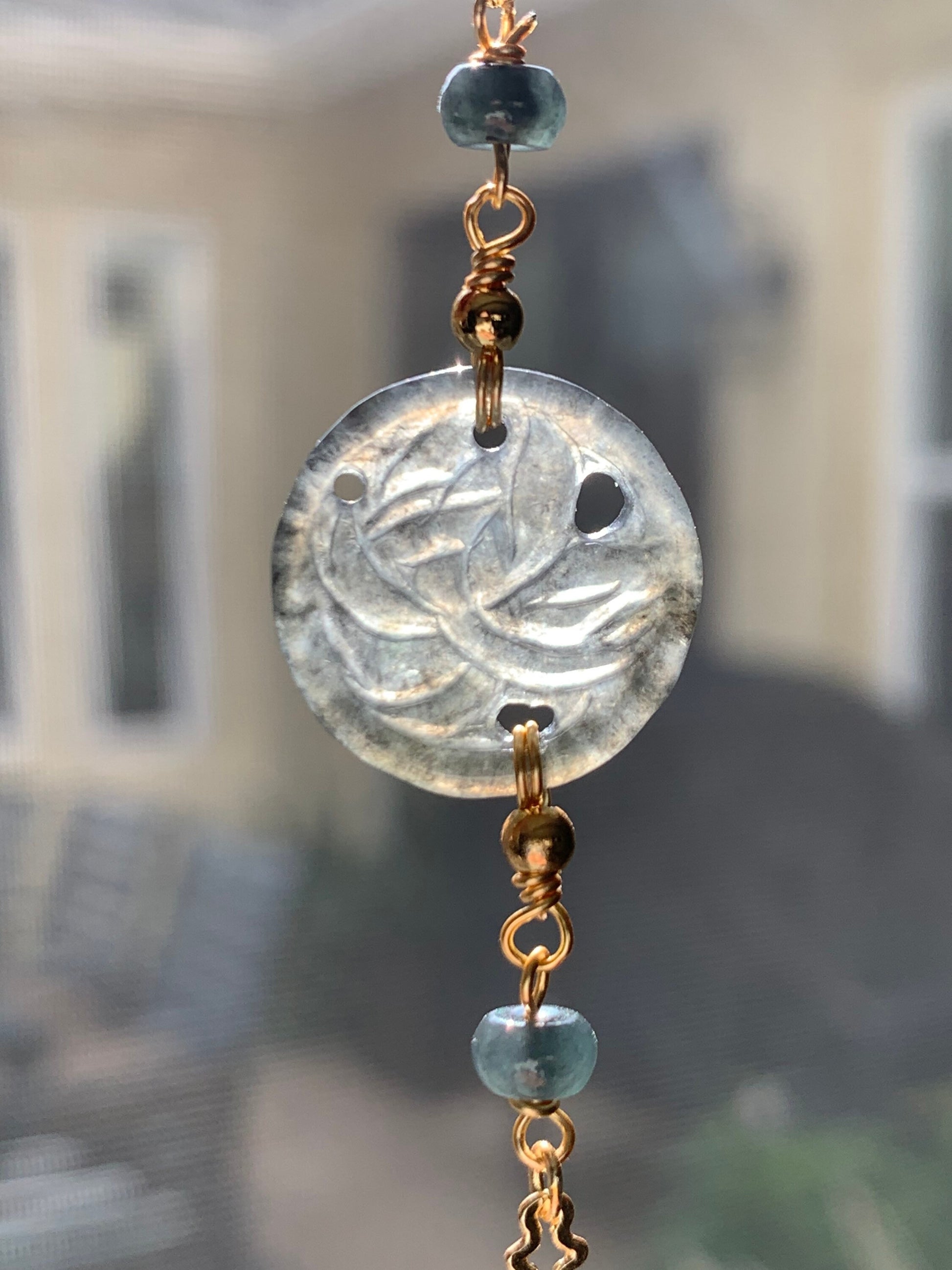 Natural Burmese Grade A Translucent Icy Wuji Jadeite Engraved w/ Lotus Flower Chain Bracelet Adjustable 14K Plated 天然缅甸冰乌鸡翡翠镂空雕莲花手链包金