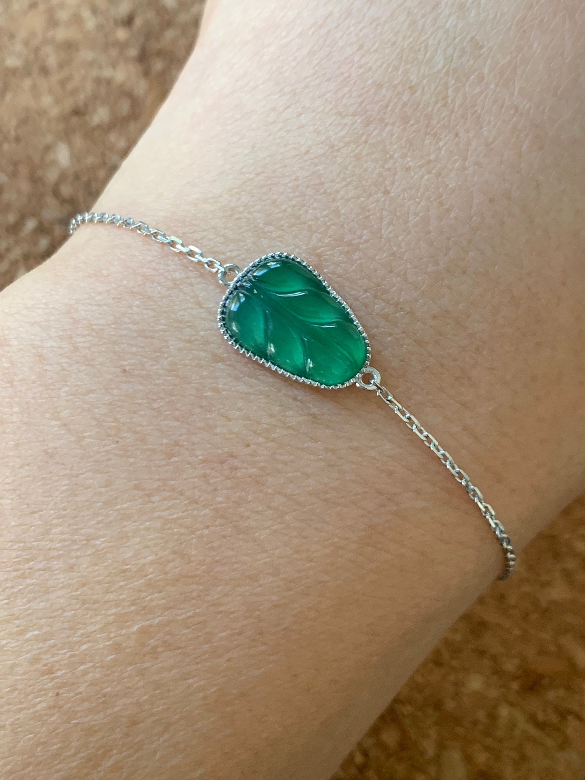 Certified Natural Guatemalan Premium Dark Green Jadeite Carved Leaf Bracelet 18K White Gold Adjustable 6-6.75” 天然冰危绿翡翠叶子镶嵌手链