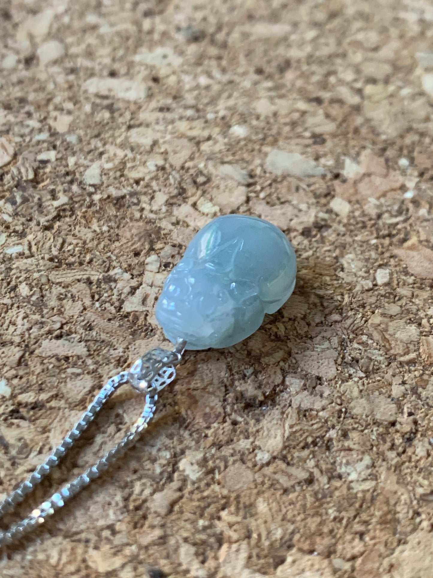 Natural Burmese Icy Translucent & Gelatinous Sky Blue Jadeite Pixiu Pendant 18K White Gold Bail 天然缅甸冰天空蓝翡翠貔貅吊坠