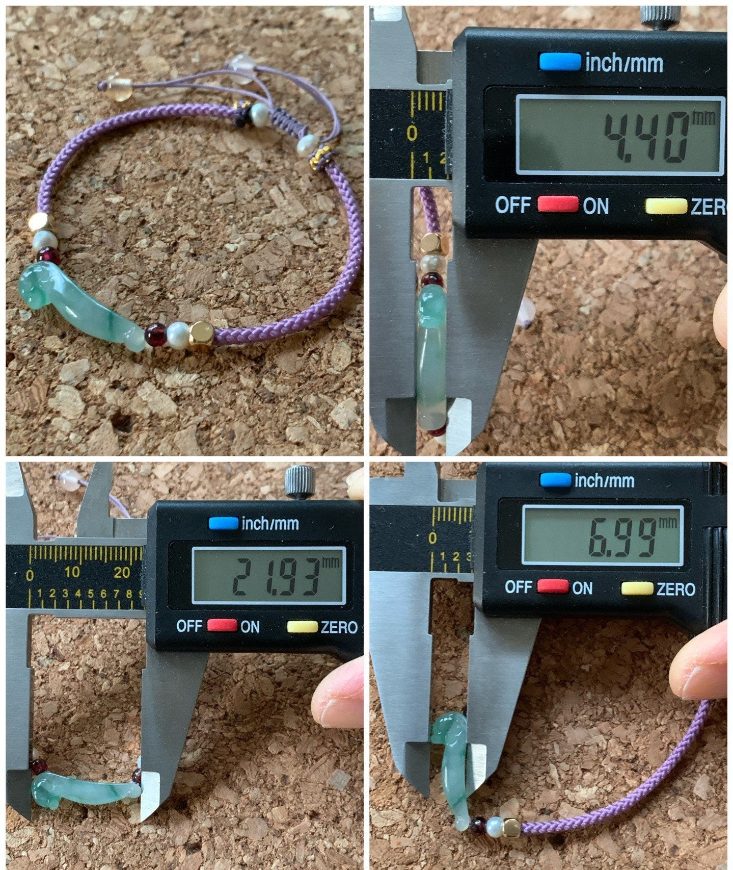 Natural Burmese Highly Translucent Green Marbled Jadeite Carved 3D Dragon Hook Handmade Bracelet Adjustable 6”-8” 天然缅甸正冰飘花翡翠立体雕龙钩手绳