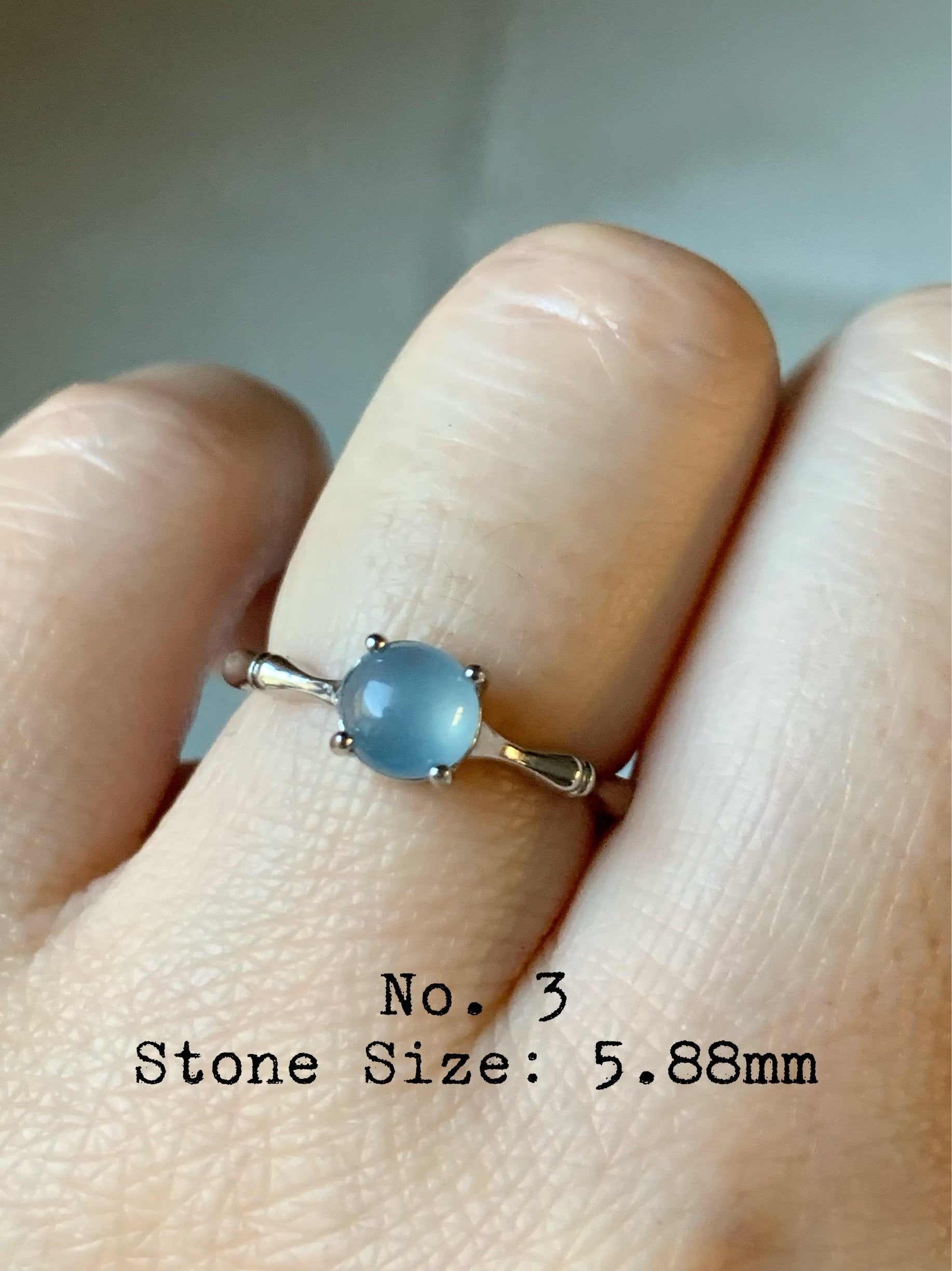 Natural Guatemalan Highly Translucent Glowing Blue Jadeite Solitaire Bamboo Ring S925 Silver Adjustable Size 天然冰危蓝翡翠竹节款银镶戒指