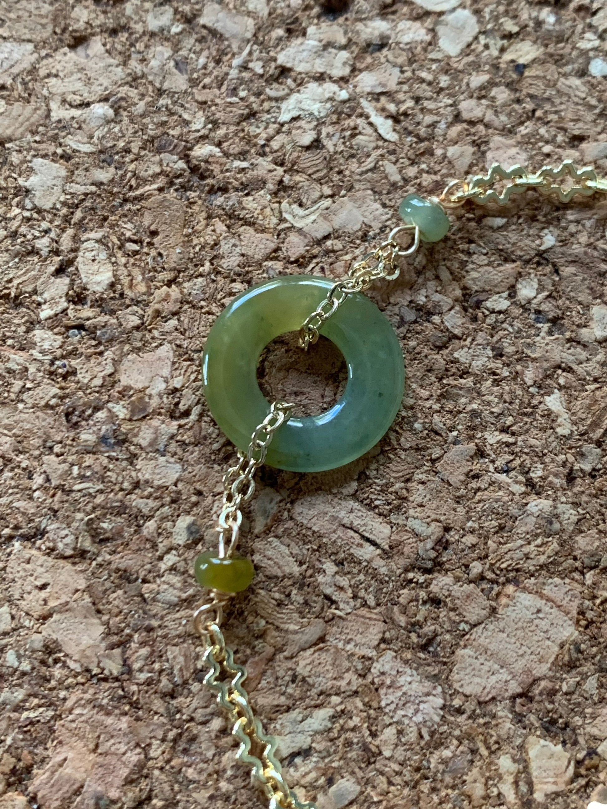 Natural Guatemalan Icy Translucent Light Yellow Jadeite Ping An Kou Bracelet 14K Gold Plated Adjustable up to 6.75” 天然冰危黄翡翠平安扣14K包金手链
