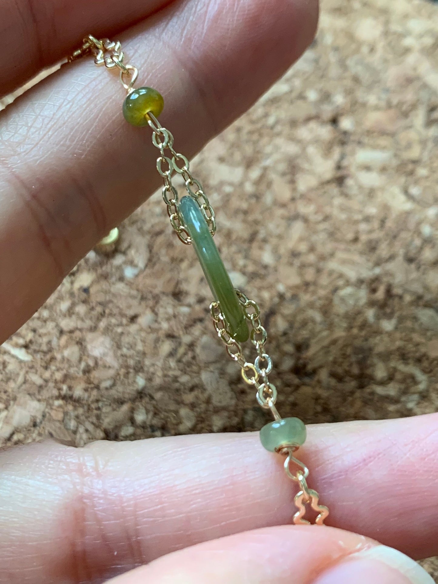 Natural Guatemalan Icy Translucent Light Yellow Jadeite Ping An Kou Bracelet 14K Gold Plated Adjustable up to 6.75” 天然冰危黄翡翠平安扣14K包金手链