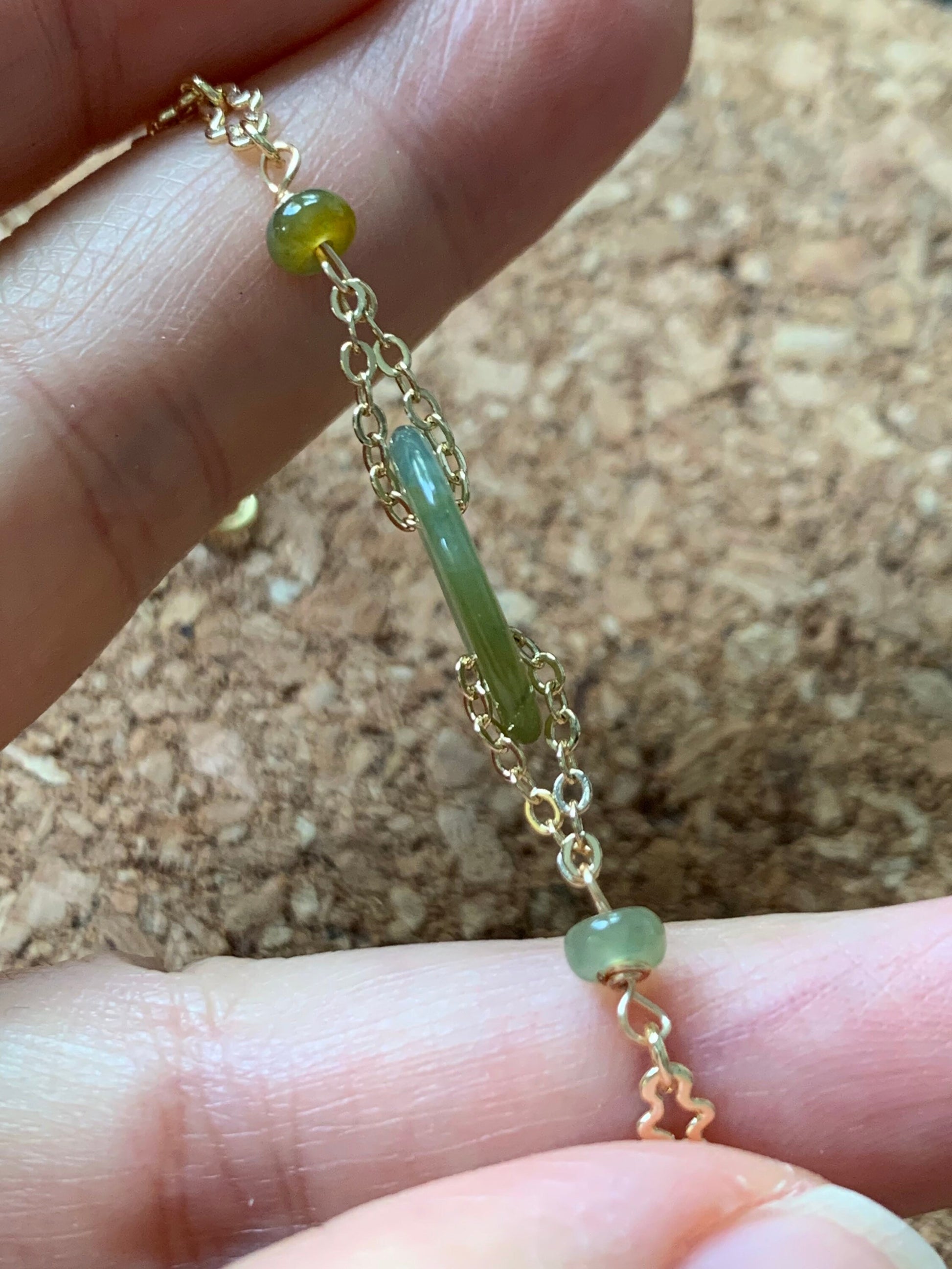 Natural Guatemalan Icy Translucent Light Yellow Jadeite Ping An Kou Bracelet 14K Gold Plated Adjustable up to 6.75” 天然冰危黄翡翠平安扣14K包金手链