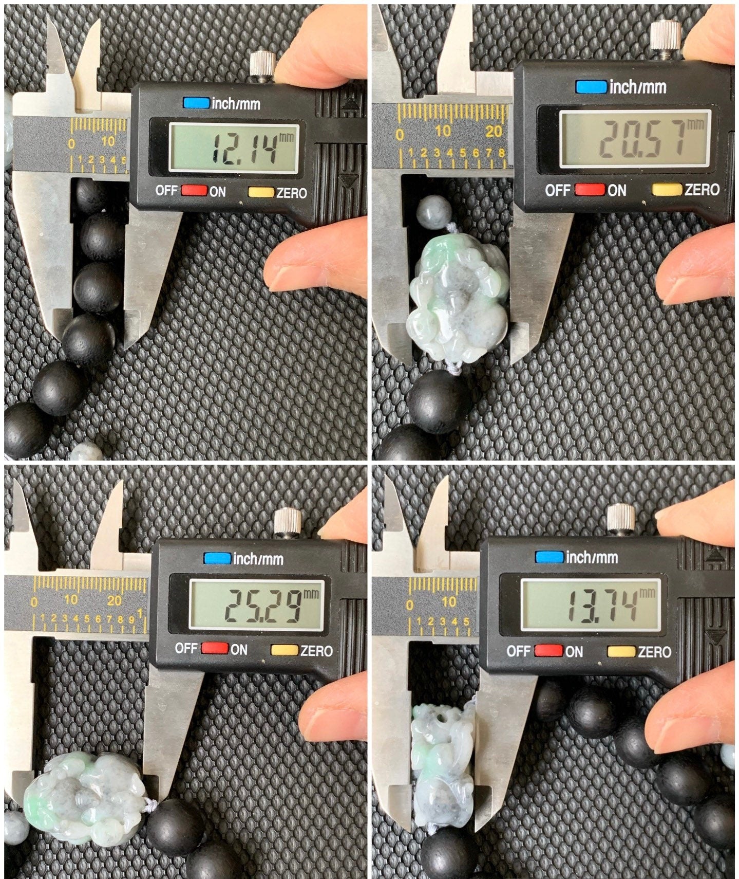 Large Natural Burmese Icy Wuji Jadeite with Green Marbling Carved Pixiu Black Agarwood Beaded Bracelet 7.75" 天然缅甸细糯乌鸡带绿翡翠貔貅土沉香木珠手串