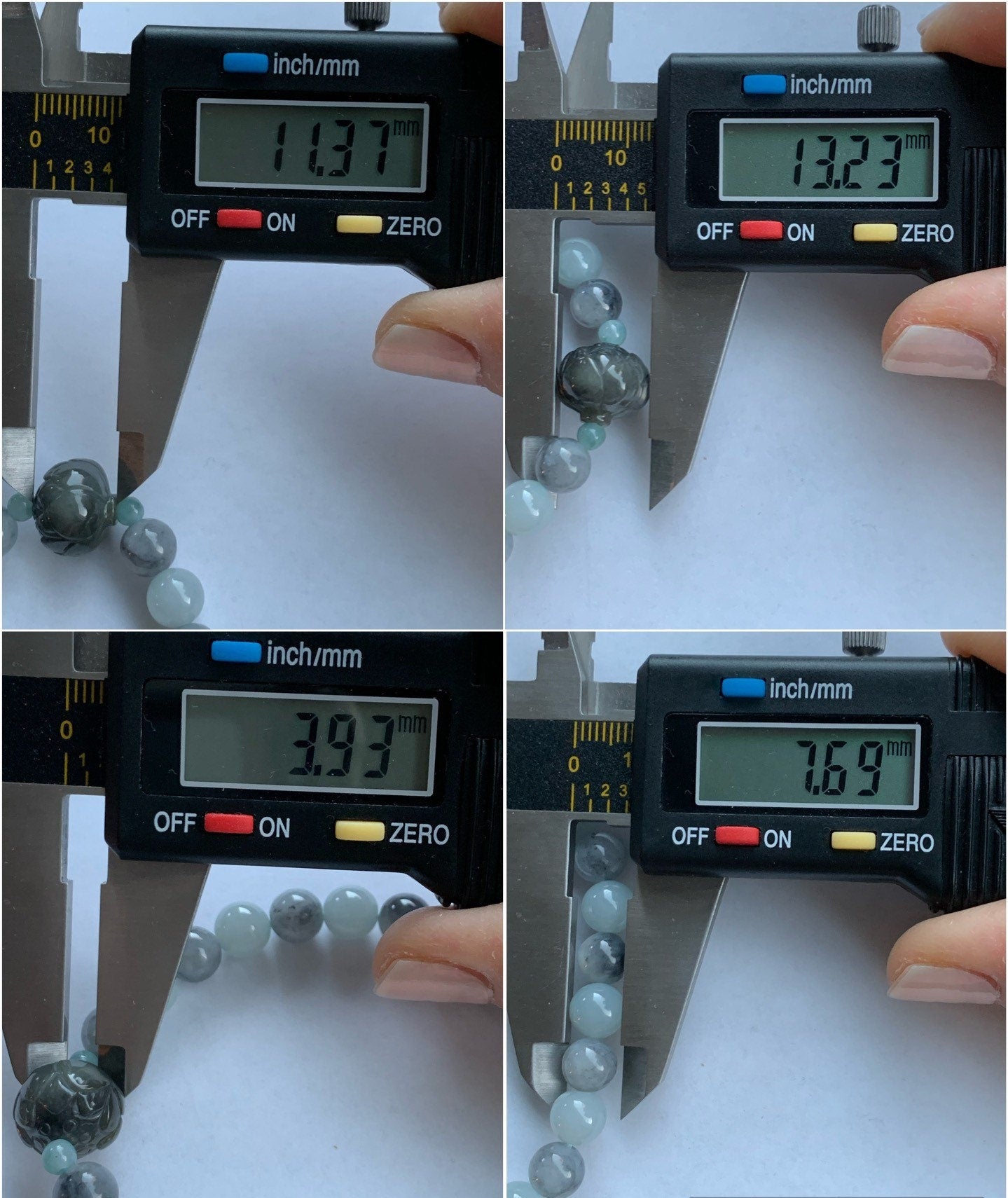 Burmese Natural Sky Blue & Icy Wuji Jadeite Beads Carved Wuji Jadeite Lotus Flower Beaded Bracelet 7” 天然缅甸天空蓝乌鸡翡翠莲花珠手串