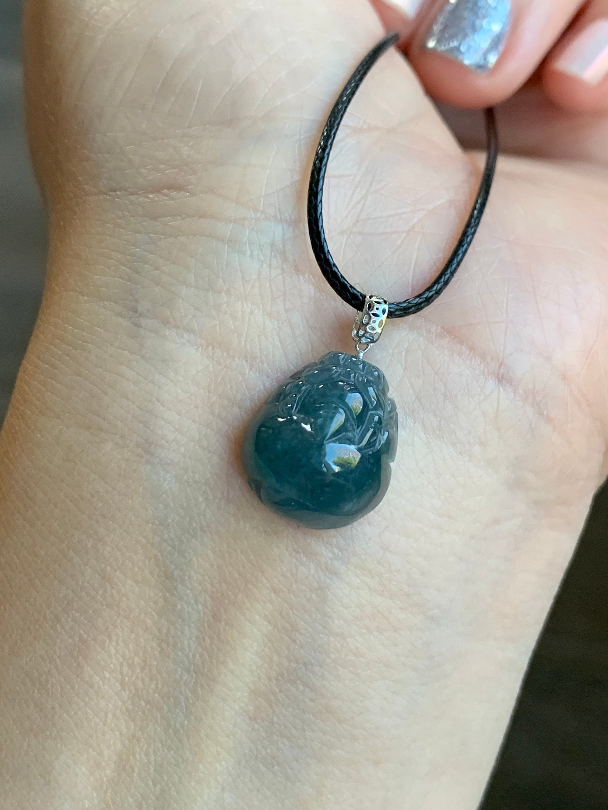 PETITE Natural Guatemalan Icy Translucent & Gelatinous Rich Blue Jadeite Pudgy Pixiu Pendant 18K White Gold Bail 天然老种冰危蓝起胶翡翠貔貅K金吊坠 PX0215