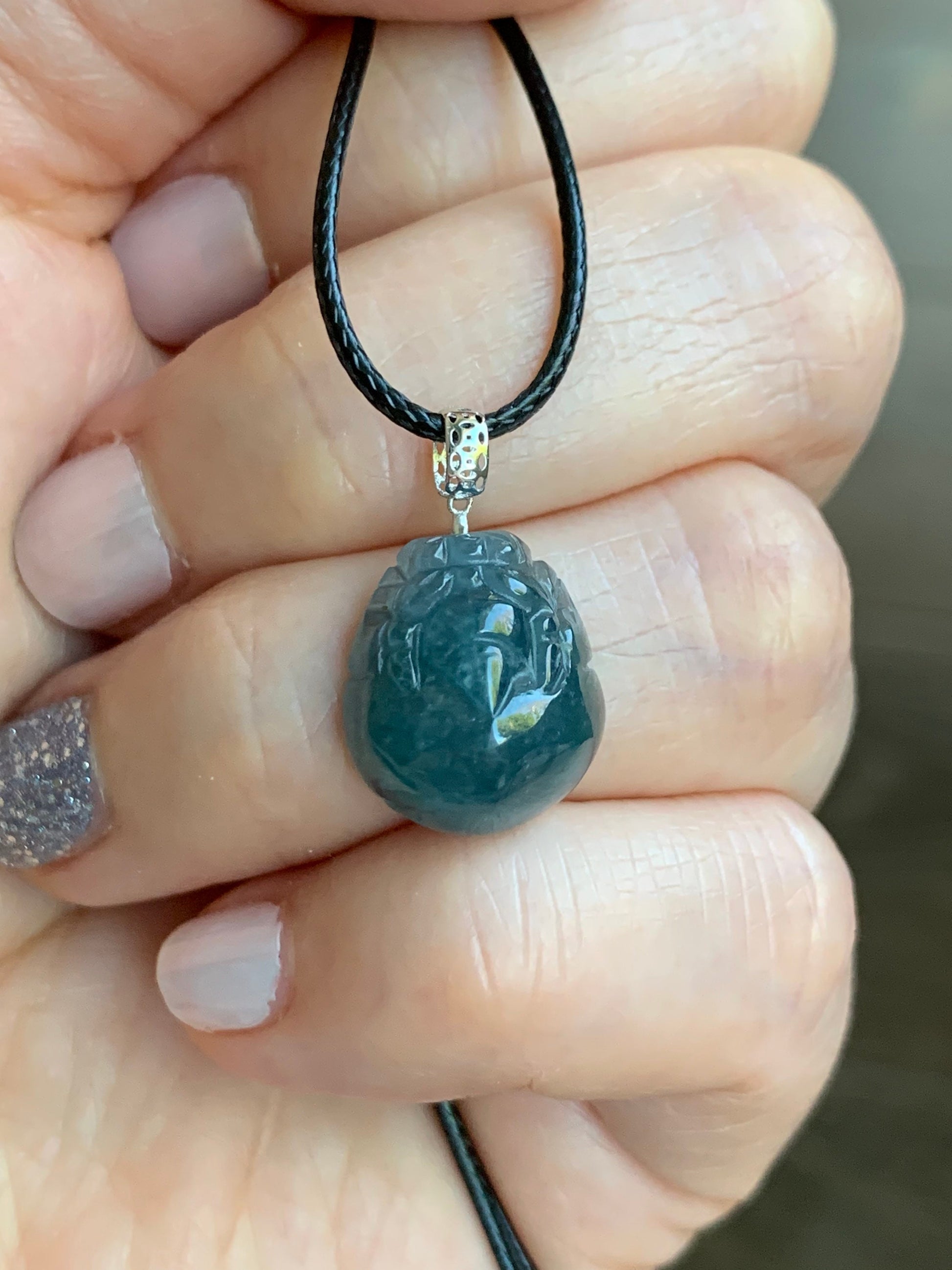 PETITE Natural Guatemalan Icy Translucent & Gelatinous Rich Blue Jadeite Pudgy Pixiu Pendant 18K White Gold Bail 天然老种冰危蓝起胶翡翠貔貅K金吊坠 PX0215