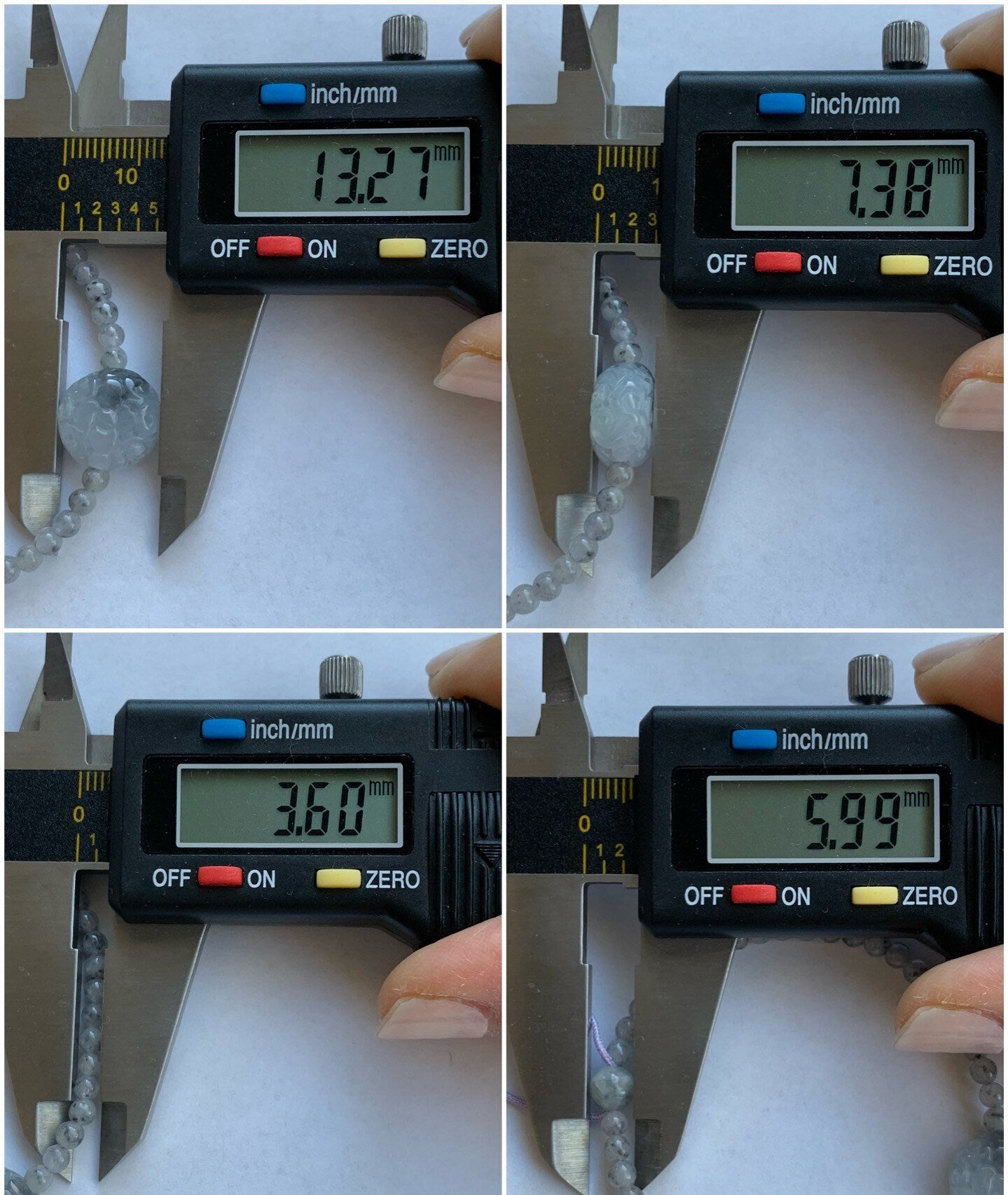 Natural Burmese A Graded Icy Highly Translucent Light Wuji Jadeite Engraved Wuji Jadeite Coin Bead Beaded Bracelet 6.75” 天然缅甸冰胶乌鸡翡翠仿古雕手串