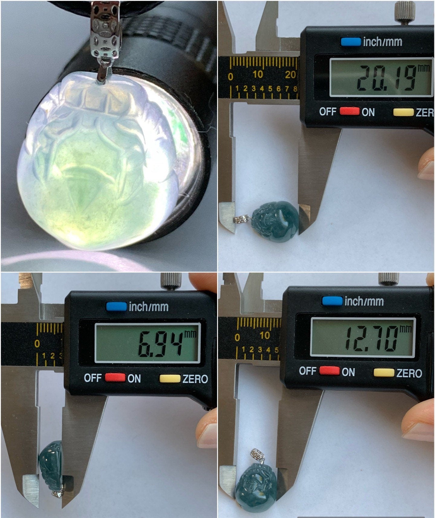 PETITE Natural Guatemalan Icy Translucent & Gelatinous Rich Blue Jadeite Pudgy Pixiu Pendant 18K White Gold Bail 天然老种冰危蓝起胶翡翠貔貅K金吊坠 PX0215