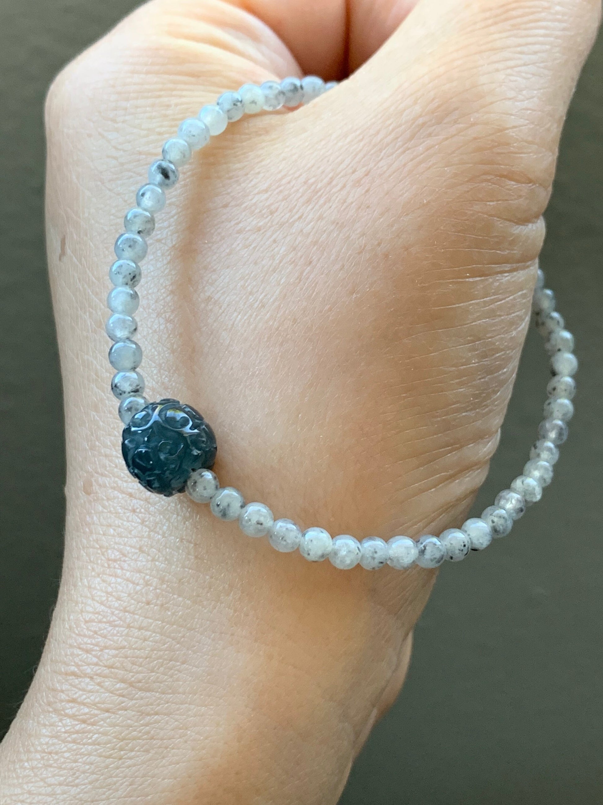 Natural Burmese A Graded Icy Highly Translucent Light Wuji Jadeite Guatemalan Wuji Jadeite Carved Barrel Bead Bracelet 7” 天然缅甸冰胶乌鸡翡翠冰危乌鸡桶珠手串