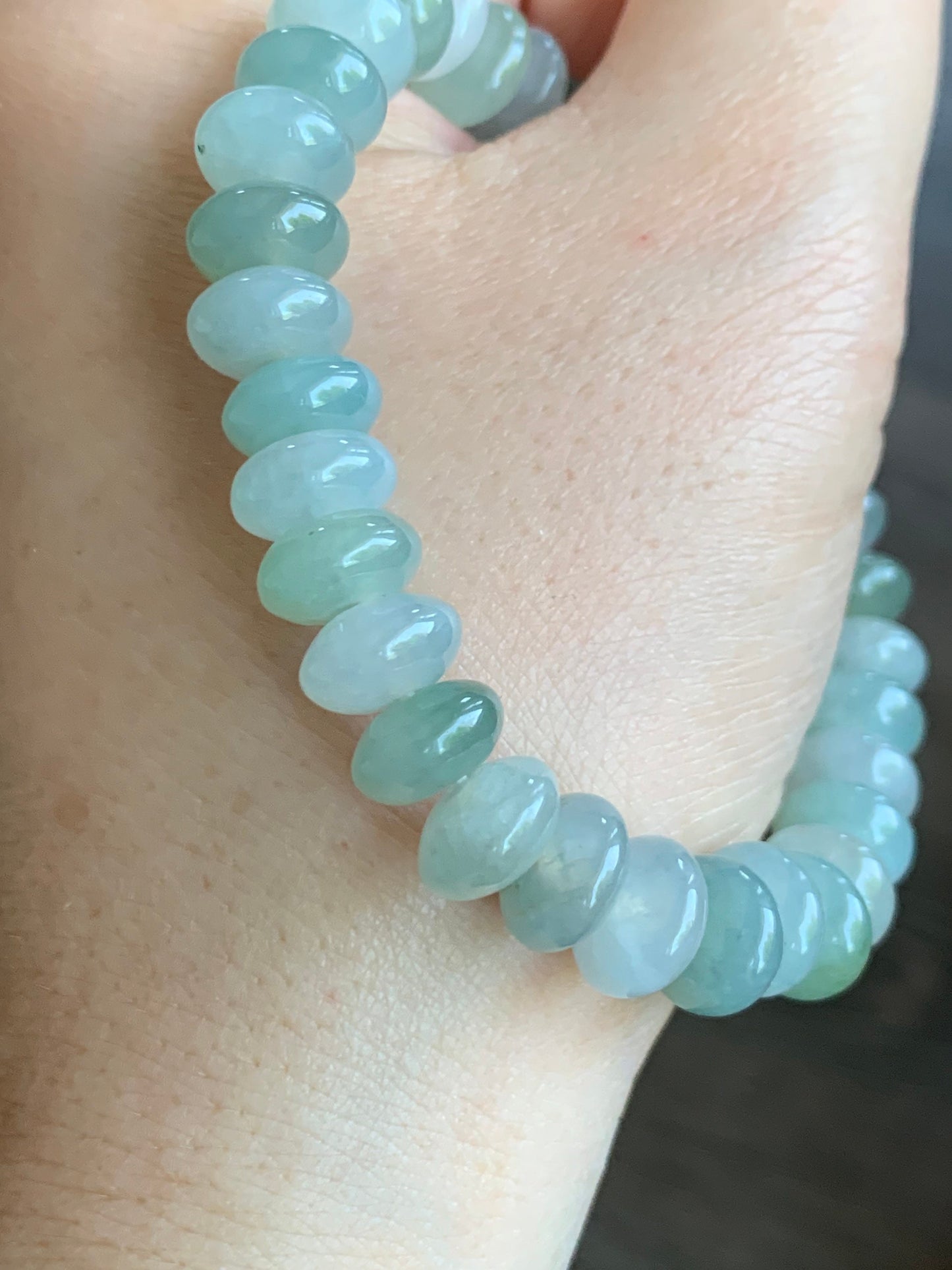 Large Natural Burmese Icy Translucent Multi-Colored Jadeite Drum Beads Beaded Bracelet 6.75” 天然缅甸冰多宝翡翠大卡鼓珠手串