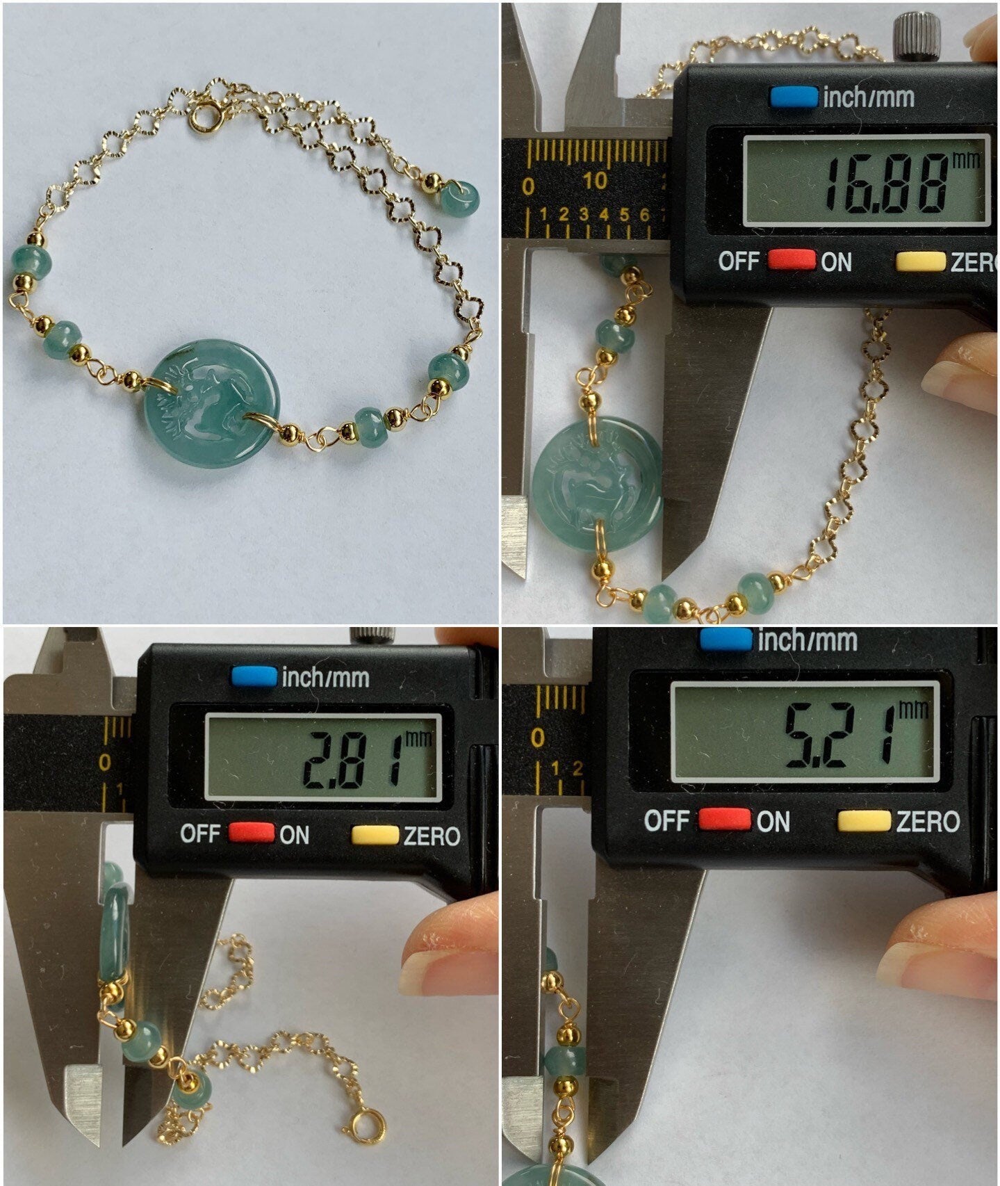 Natural Guatemalan Icy Highly Translucent Blue Jadeite Carved Deer Dangle Earrings / Pendant / Bracelet 14K Gold Plated 天然冰危A货蓝水翡翠双面雕鹿牌