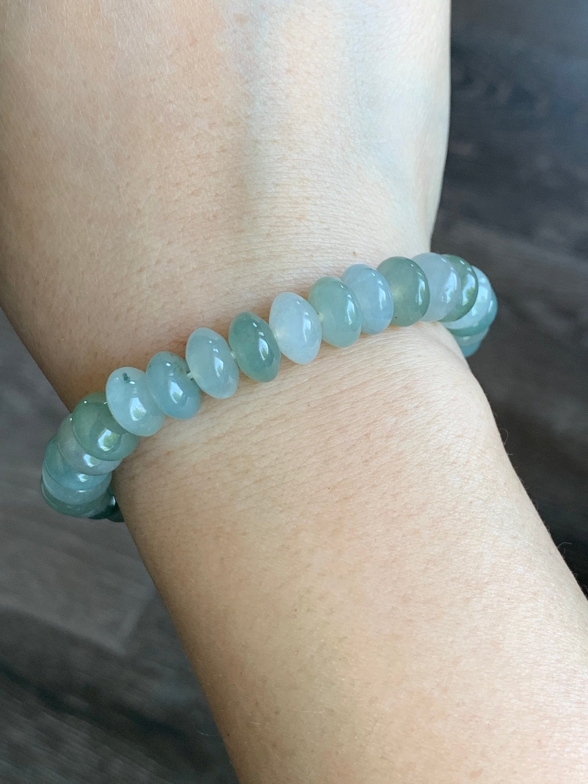 Large Natural Burmese Icy Translucent Multi-Colored Jadeite Drum Beads Beaded Bracelet 6.75” 天然缅甸冰多宝翡翠大卡鼓珠手串
