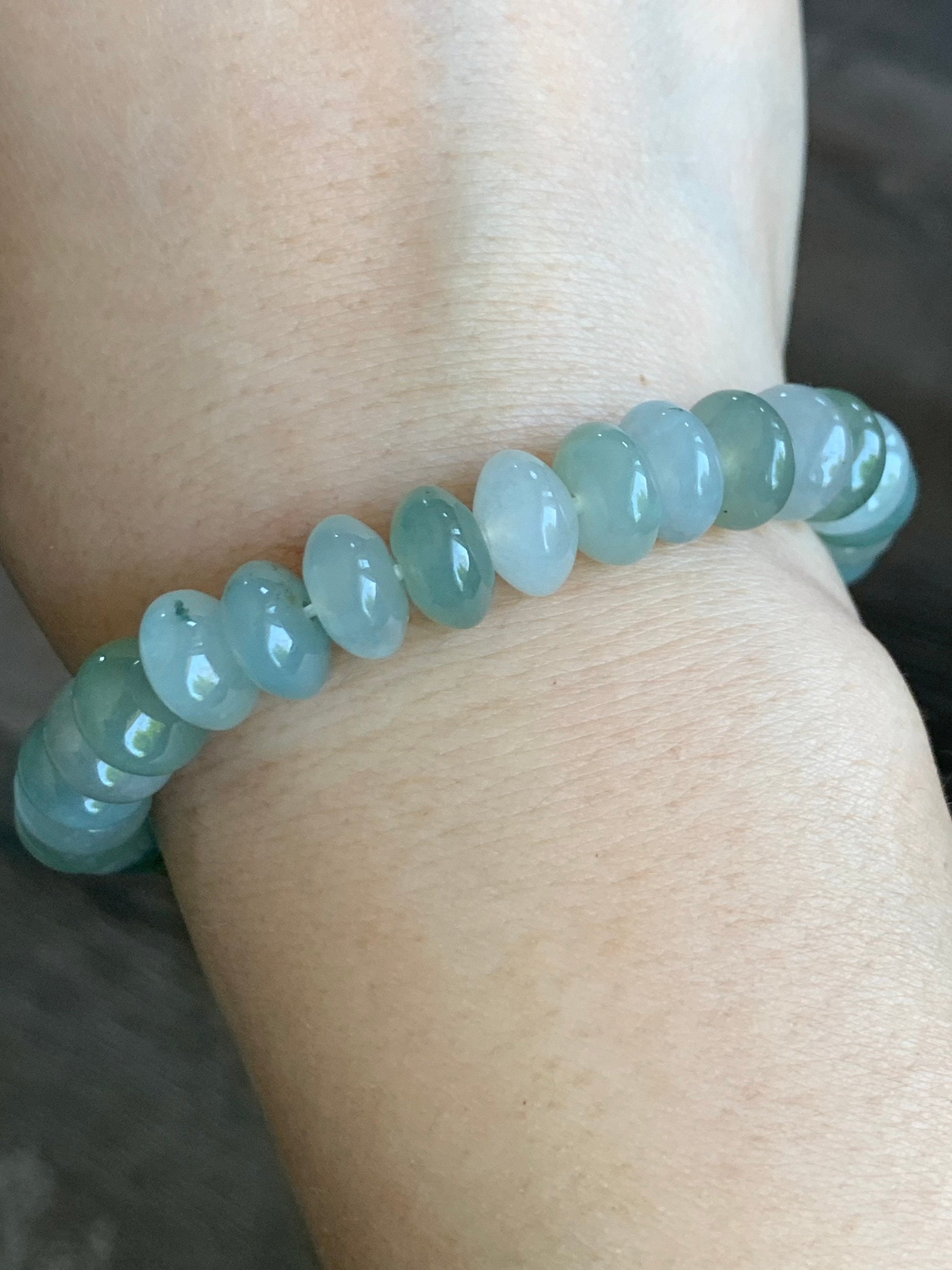 Large Natural Burmese Icy Translucent Multi-Colored Jadeite Drum Beads Beaded Bracelet 6.75” 天然缅甸冰多宝翡翠大卡鼓珠手串