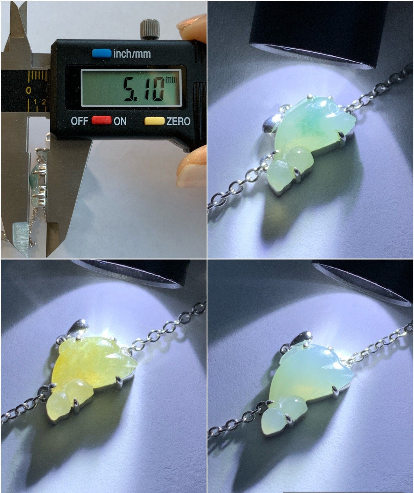 Certified Natural Burmese Icy Translucent Multicolored Jadeite Carved Dolphins Bracelet S925 Sterling Silver adjustable 天然缅甸冰多宝翡翠海豚银镶手链
