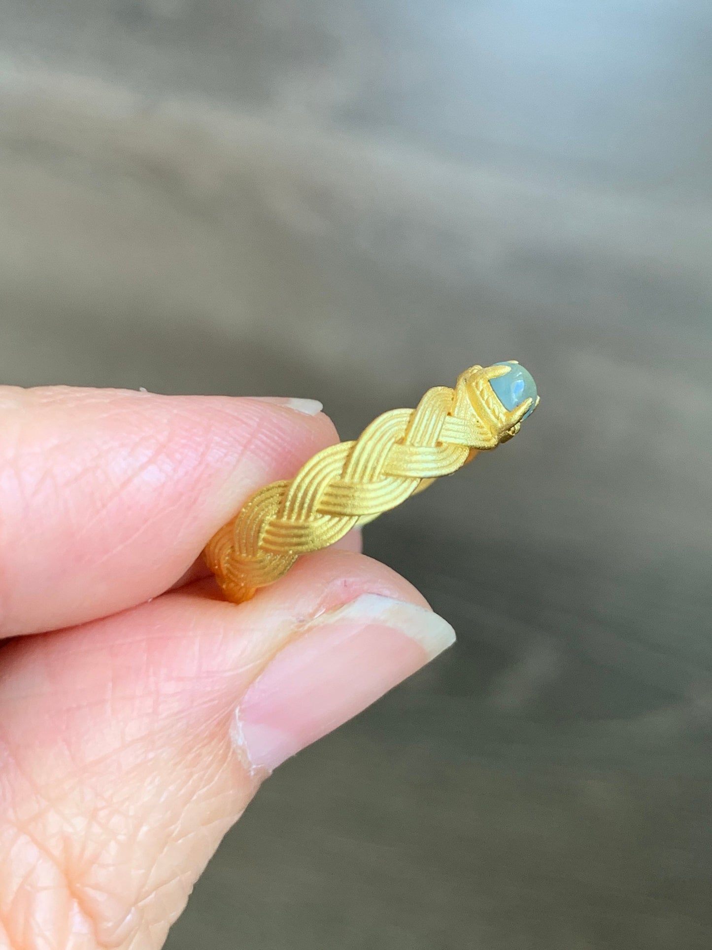 Natural Guatemalan Icy Translucent Sky Blue Jadeite Band Ring S925 Silver Ring Adjustable 缅甸天然冰天空蓝翡翠麻花款式银镶戒指