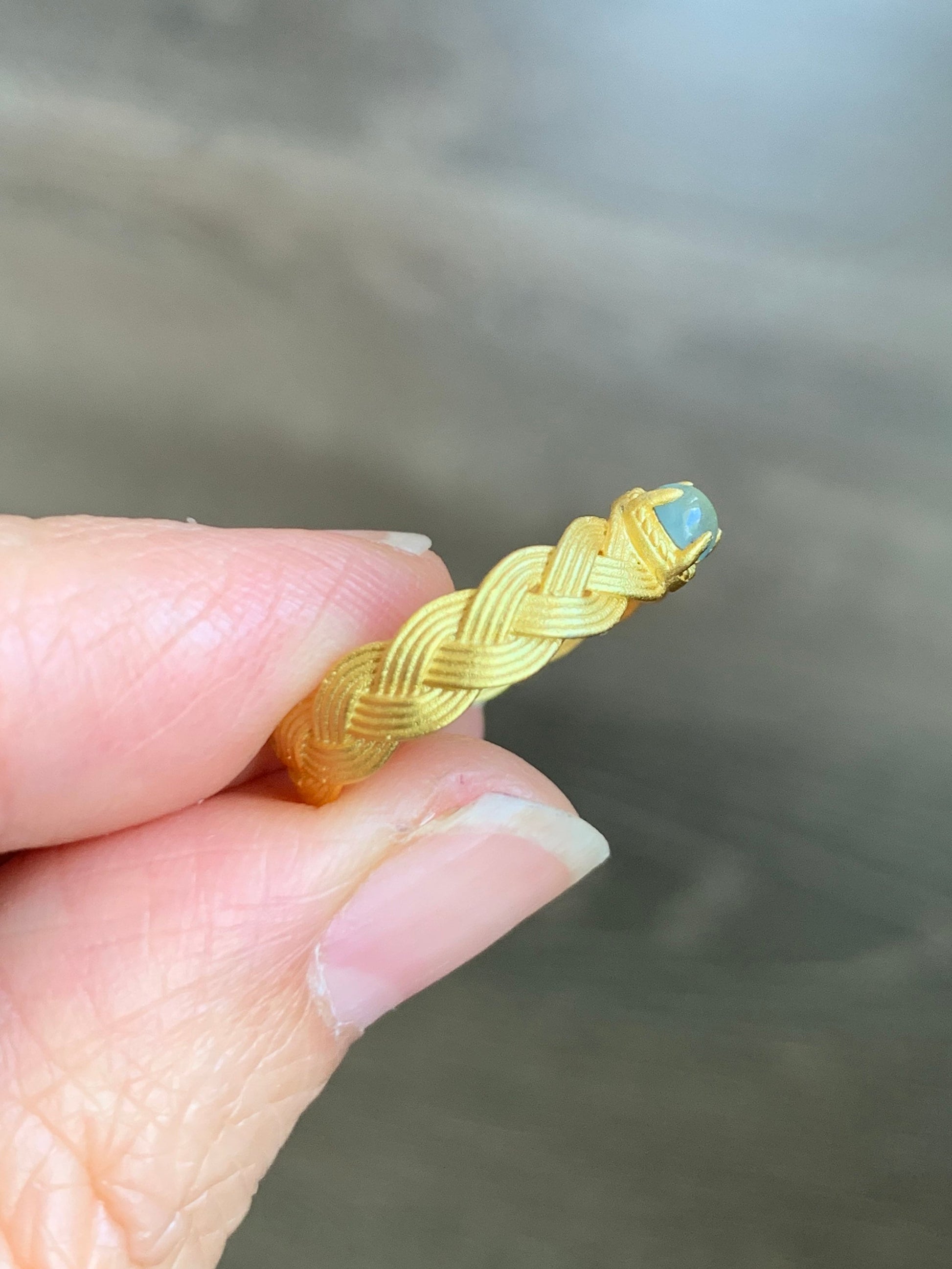 Natural Guatemalan Icy Translucent Sky Blue Jadeite Band Ring S925 Silver Ring Adjustable 缅甸天然冰天空蓝翡翠麻花款式银镶戒指
