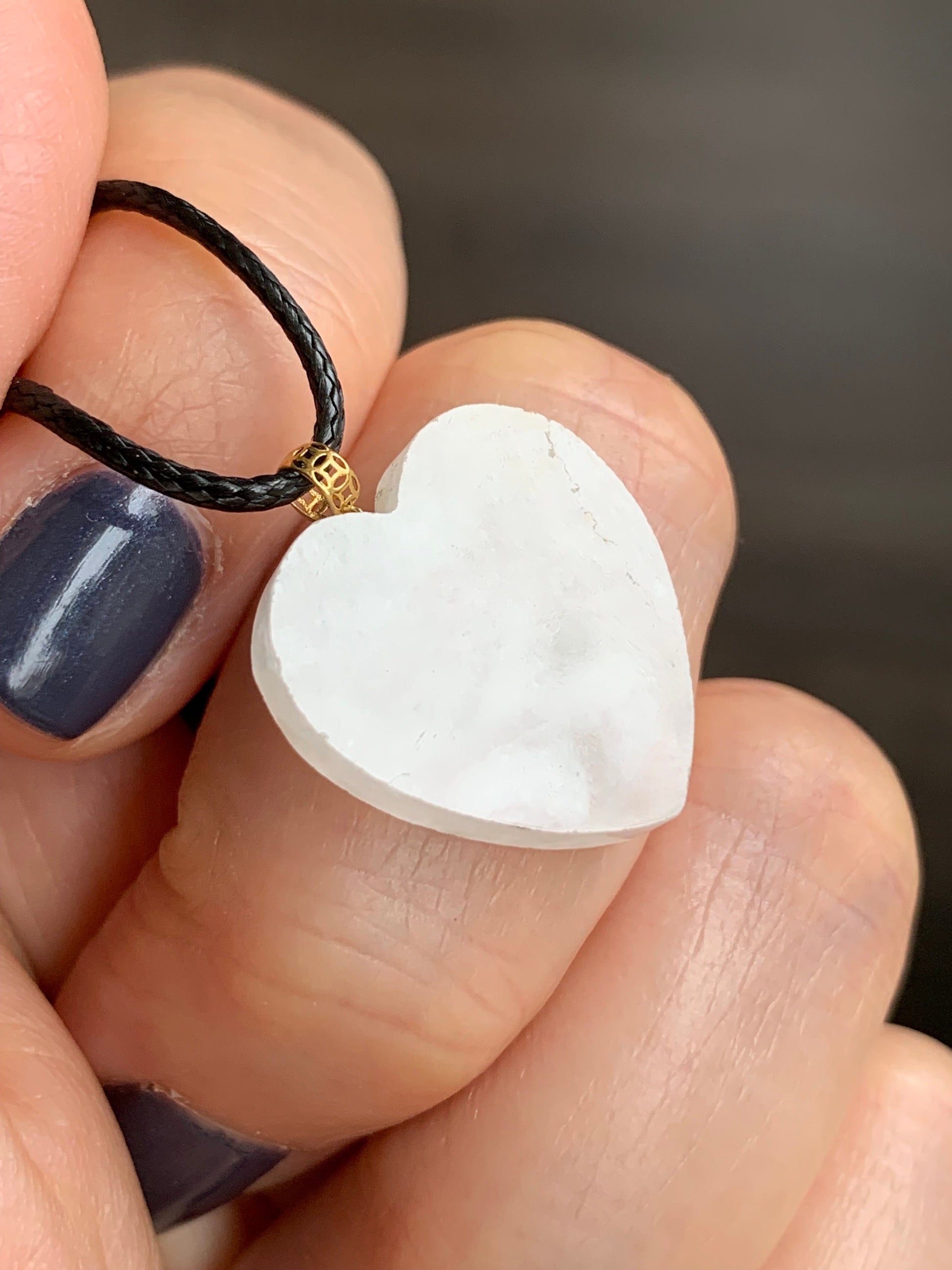 Natural Burmese Highly Translucent Icy Jadeite w/ White Marbling Heart Pendant 18K Yellow Gold Bail 17” Cord 天然缅甸白冰莫西沙翡翠爱心镶嵌吊坠 Style 2