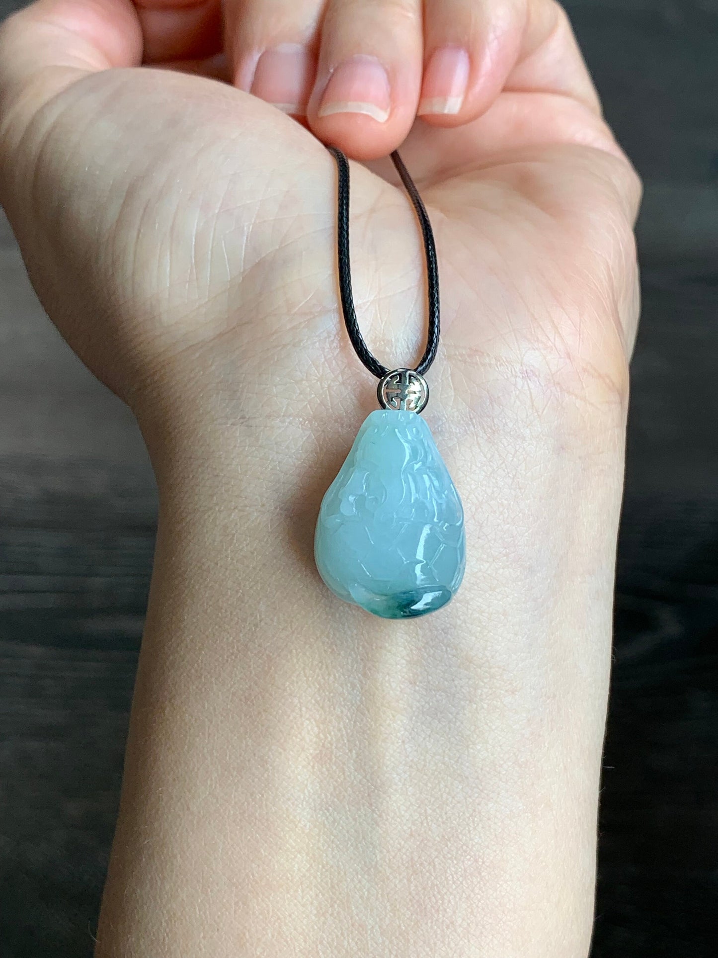 Certified Natural Burmese Icy Translucent Gelatinous Green Marbled Jadeite Carved Dragon Turtle Pendant 18K White Gold Bail 天然缅甸糯冰飘花翡翠龙龟镶嵌吊坠