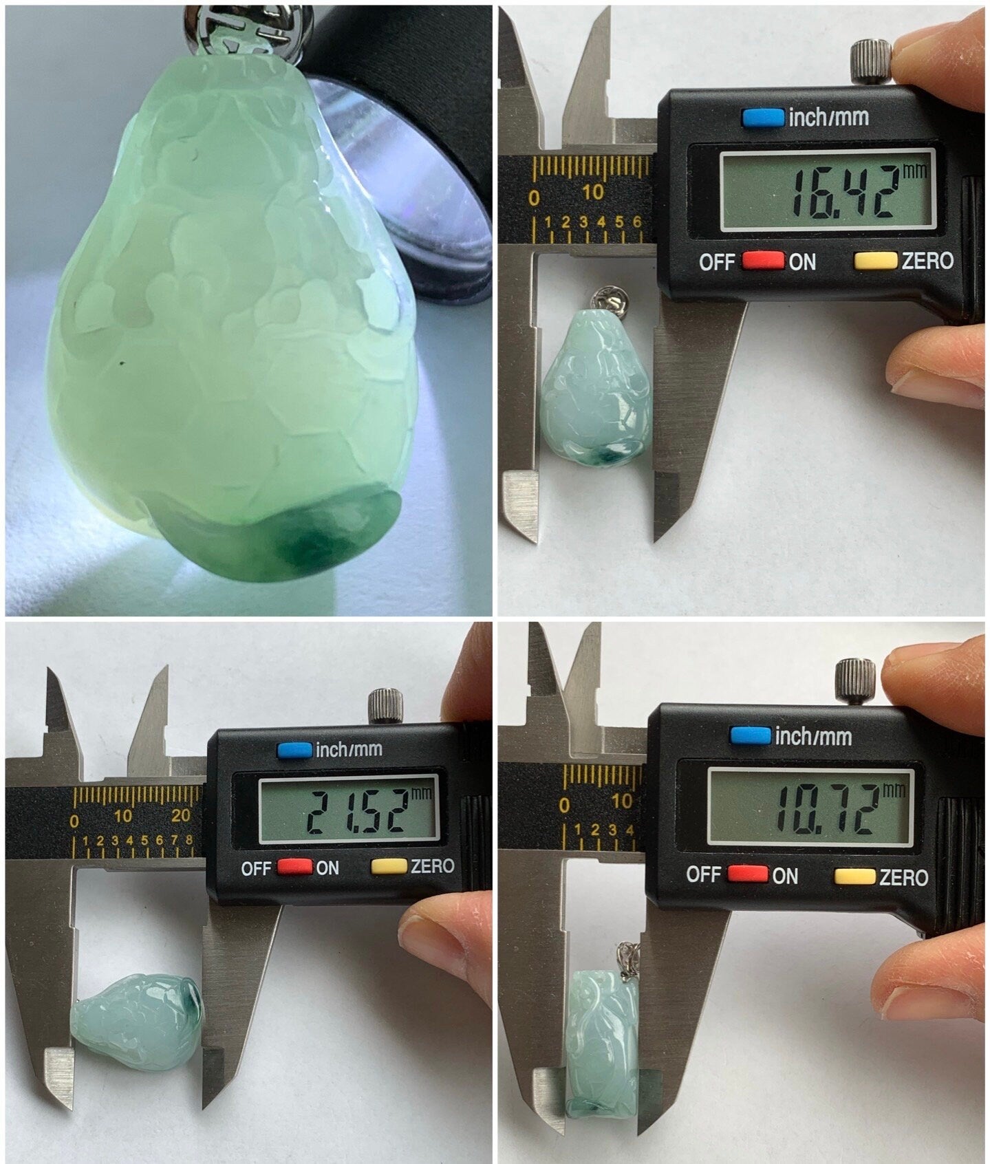 Certified Natural Burmese Icy Translucent Gelatinous Green Marbled Jadeite Carved Dragon Turtle Pendant 18K White Gold Bail 天然缅甸糯冰飘花翡翠龙龟镶嵌吊坠