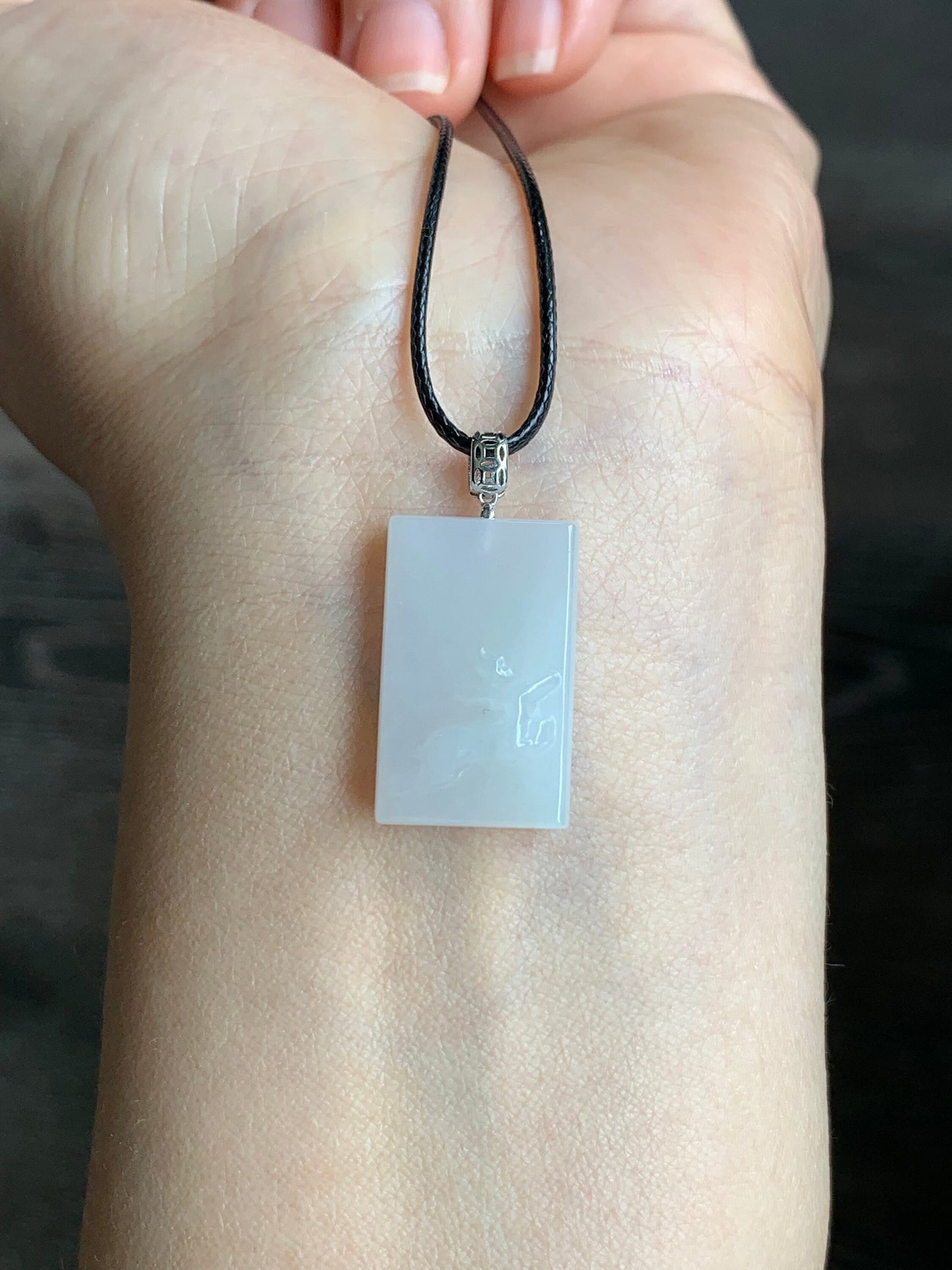 Natural Burmese Icy Translucent White Jadeite Deer Blessing Amulet Pendant 18K White Gold Bail 天然缅甸细糯白冰翡翠一鹿有你吊坠