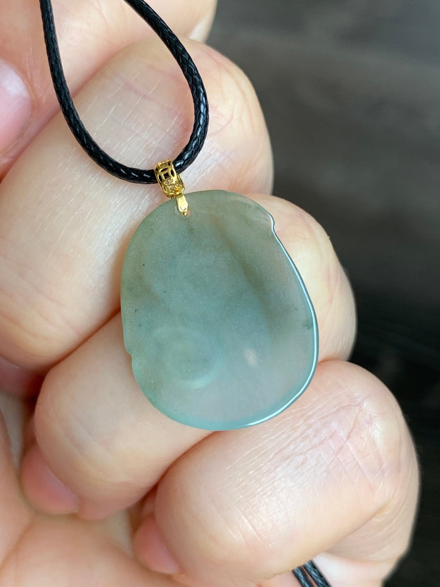 Natural Burmese Icy Translucent Gelatinous BiColored Jadeite Carved Ruyi Pendant 18K Yellow Gold 天然缅甸冰双色翡翠如意镶嵌吊坠