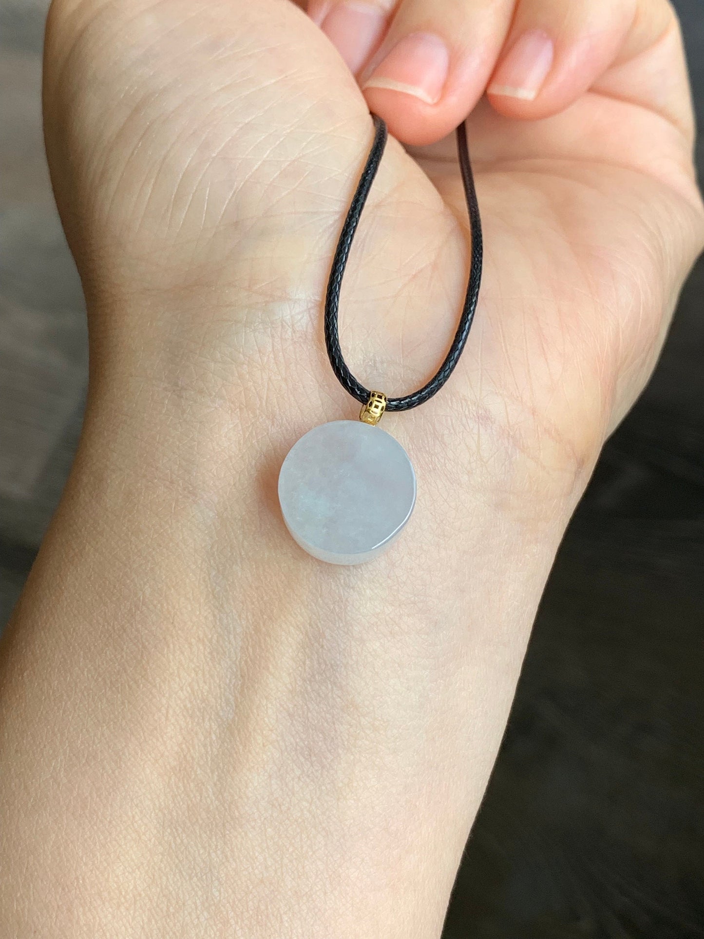 Natural Burmese Icy Translucent Jadeite Blessing Amulet Pendant Wu Shi Pai 18K Yellow Gold 天然缅甸冰胶翡翠无事牌镶嵌吊坠