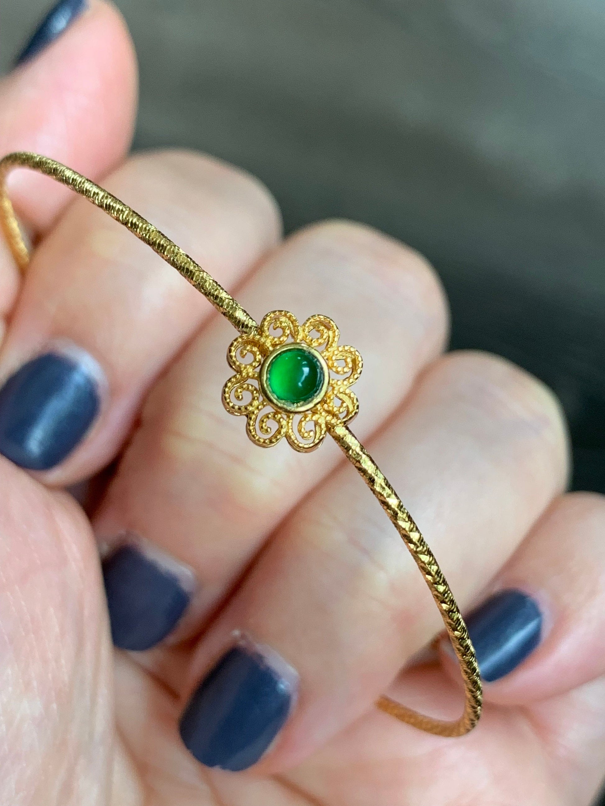 Natural Guatemalan Icy Translucent Green Jadeite Charm Bangle Style Wire Bracelet 6.25" Adjustable S925 Sterling Sliver 天然冰危绿翡翠银手镯款手链
