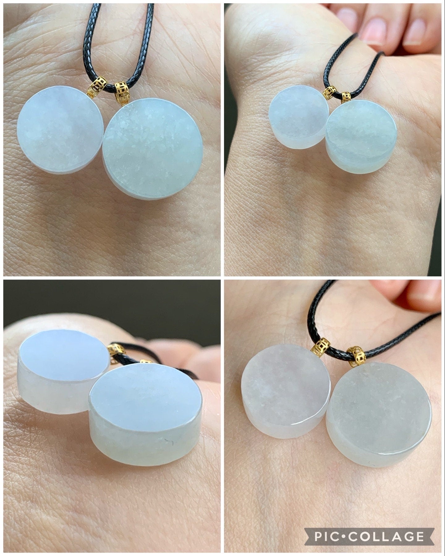 Natural Burmese Icy Translucent Jadeite Blessing Amulet Pendant Wu Shi Pai 18K Yellow Gold 天然缅甸冰胶翡翠无事牌镶嵌吊坠
