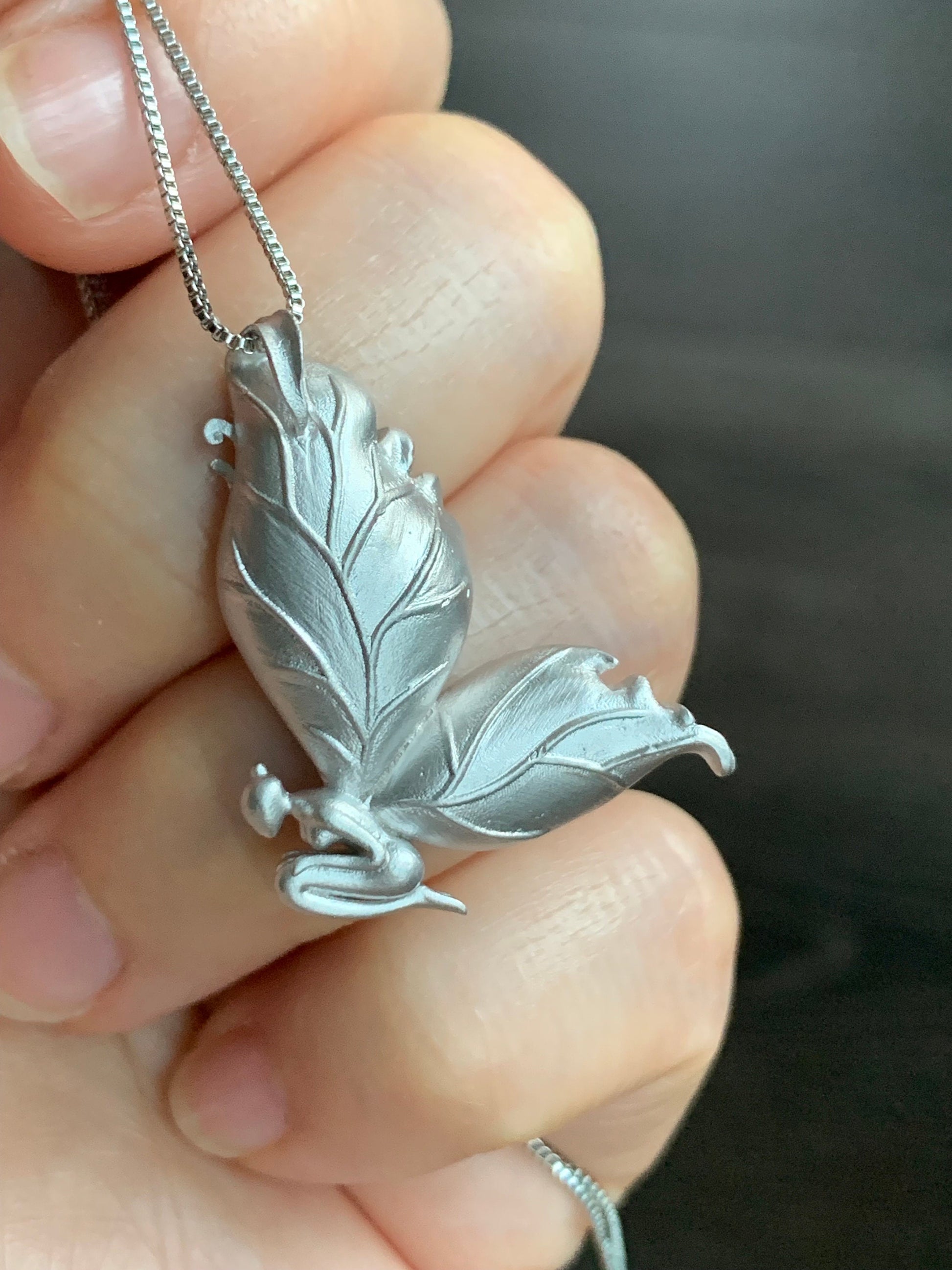 Certified Natural Burmese Icy Translucent Light Lavender Jadeite Butterfly Fairy Custom Design Pendant Sterling Silver 天然缅甸冰淡紫翡翠蝴蝶仙子镶嵌吊坠