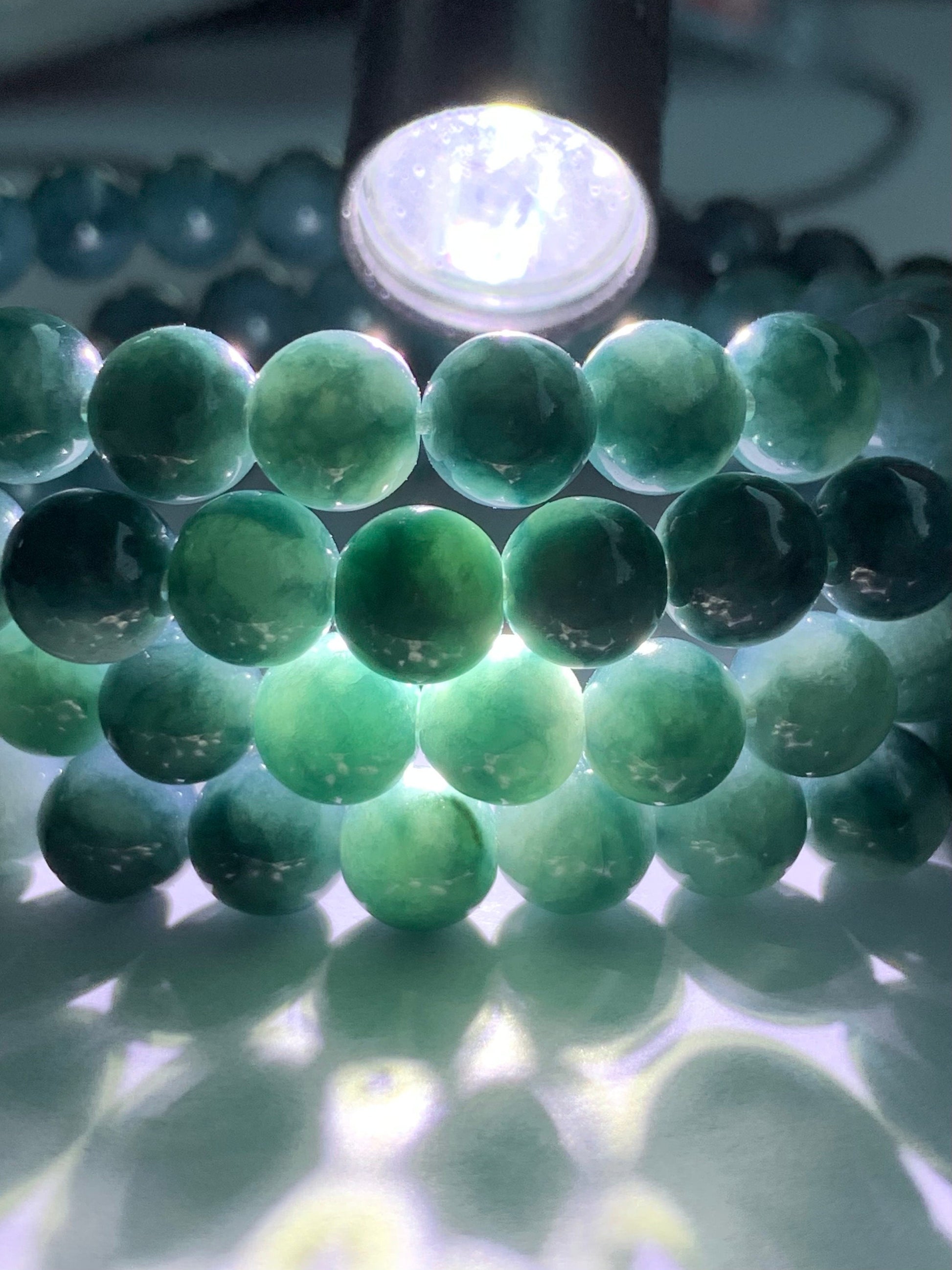 Rare Natural Burmese Icy Translucent Rich Indigo Blue Jadeite Beaded Necklace 6.6mm 28” 天然缅甸牛仔蓝翡翠长串项链