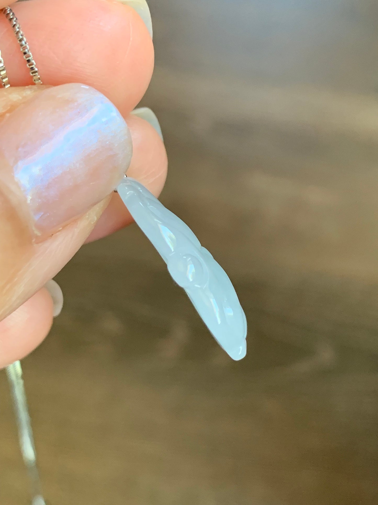 Natural Burmese Icy Translucent Gelatinous White Jadeite Carved Lotus Leaf Lily Pad Pendant S925 Sterling Silver 天然缅甸白冰胶翡翠荷叶吊坠