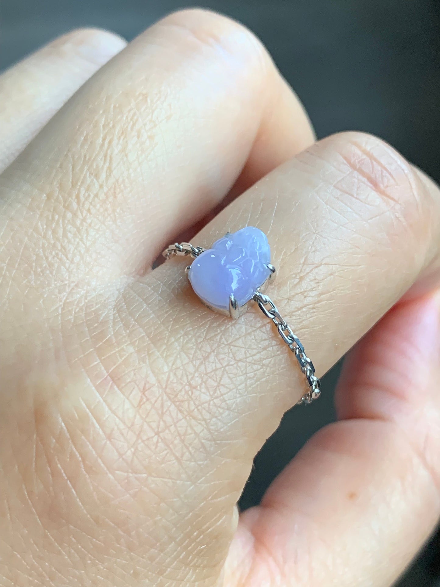 Certified Natural Burmese Icy Translucent Vibrant Green / Purple / Yellow Jadeite Pixiu Chain Ring 18K Gold Adjustable 天然缅甸冰绿/紫/黄翡翠貔貅镶嵌链戒