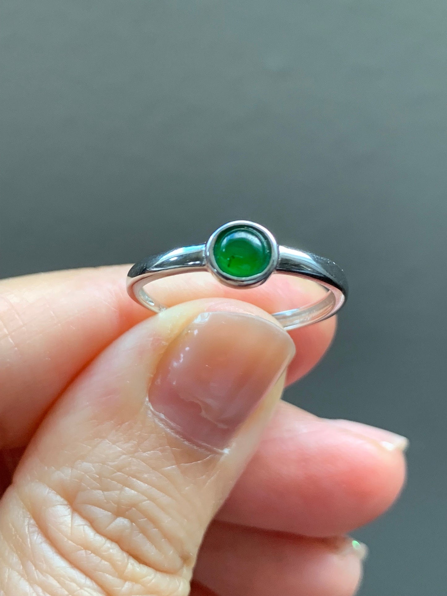 Natural Guatemalan Icy Translucent Green Jadeite Solitaire Design Ring S925 Sterling Silver Size Adjustable 天然冰危绿翡翠银镶戒指 JDK50