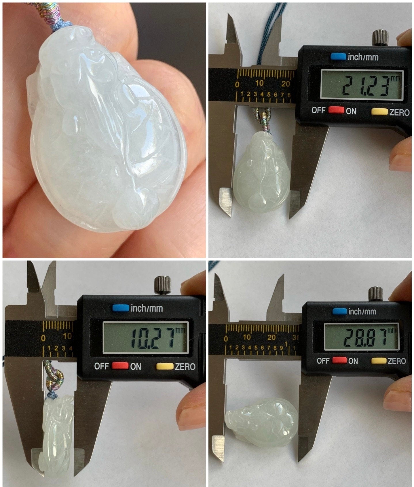 Natural Burmese Icy Pale Light Green Jadeite Carved Dragon Turtle Pendant Rope Necklace 24” Adjustable 天然缅甸白糯冰翡翠精工龙龟吊坠
