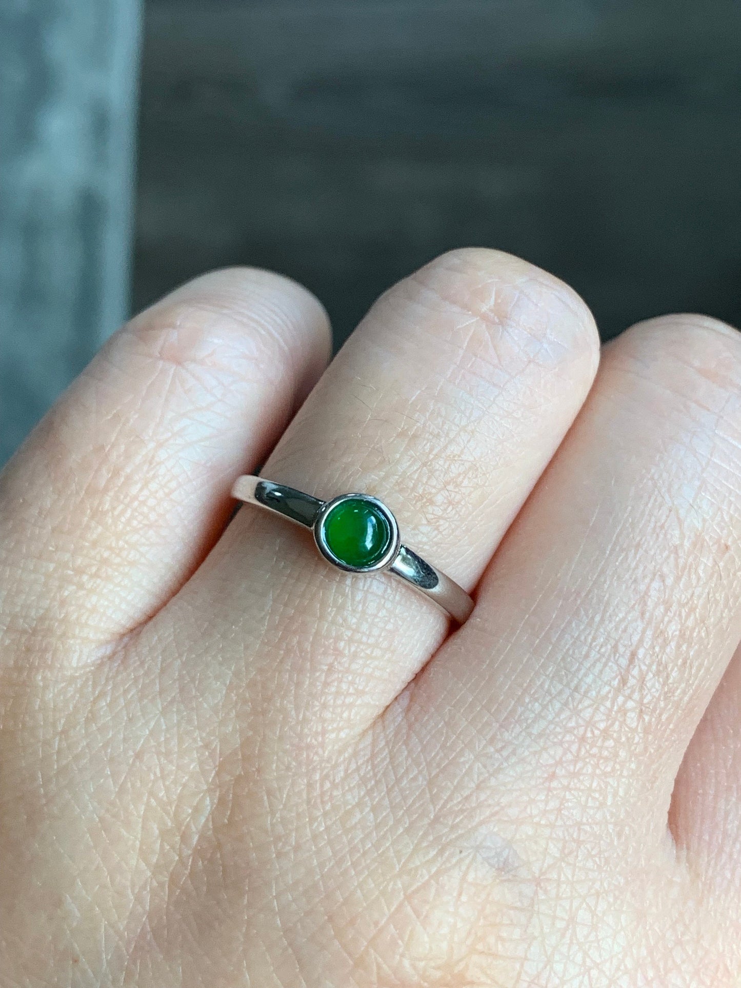 Natural Guatemalan Icy Translucent Green Jadeite Solitaire Design Ring S925 Sterling Silver Size Adjustable 天然冰危绿翡翠银镶戒指 JDK50