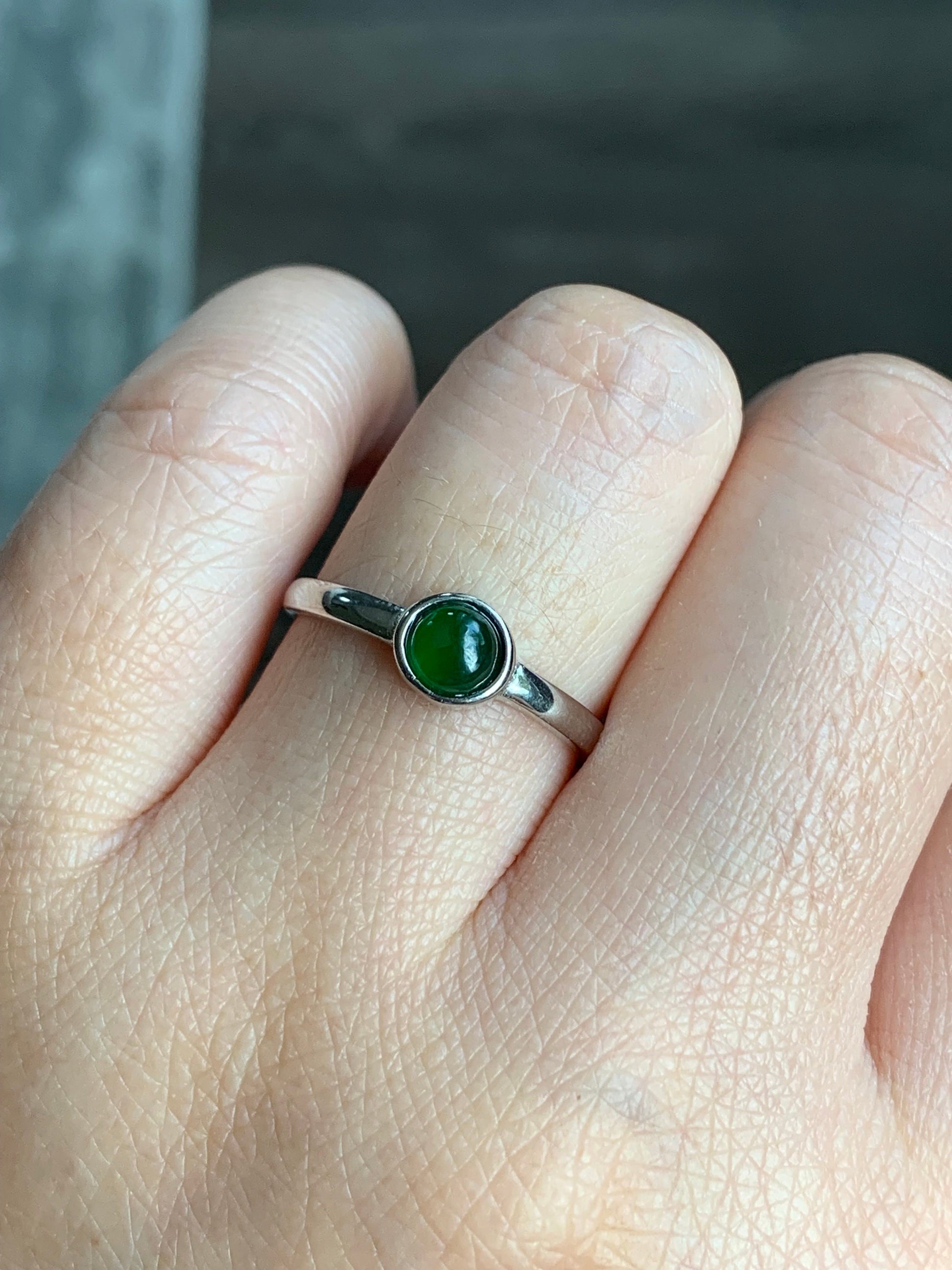 Natural Guatemalan Icy Translucent Green Jadeite Solitaire Design Ring S925 Sterling Silver Size Adjustable 天然冰危绿翡翠银镶戒指 JDK50