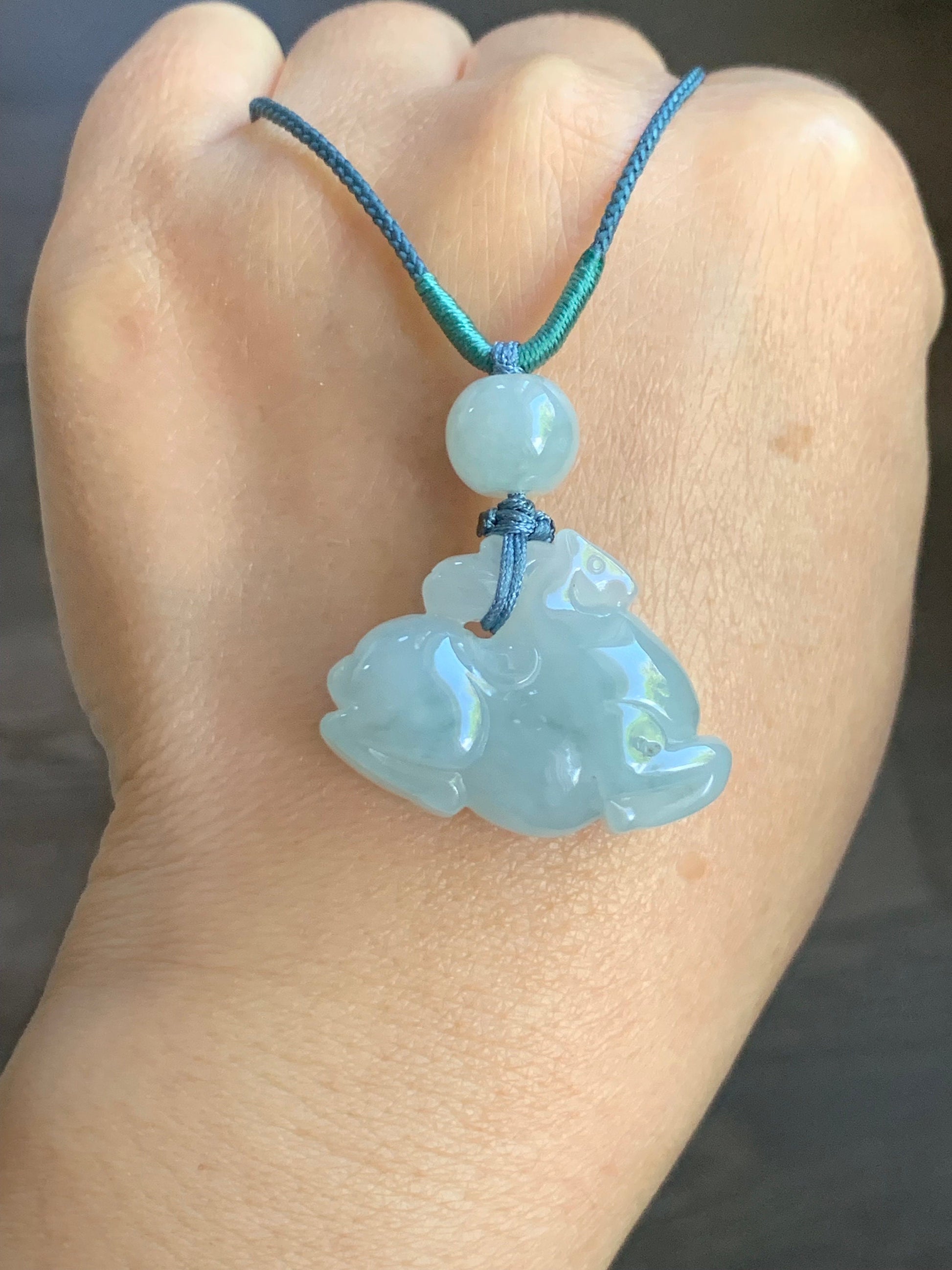 Stunning Natural Burmese Grade A Icy Translucent Gelatinous Sky Blue Jadeite Pendant Carved Tang Horse Rope Necklace 天然缅甸冰胶天空蓝翡翠唐马挂件